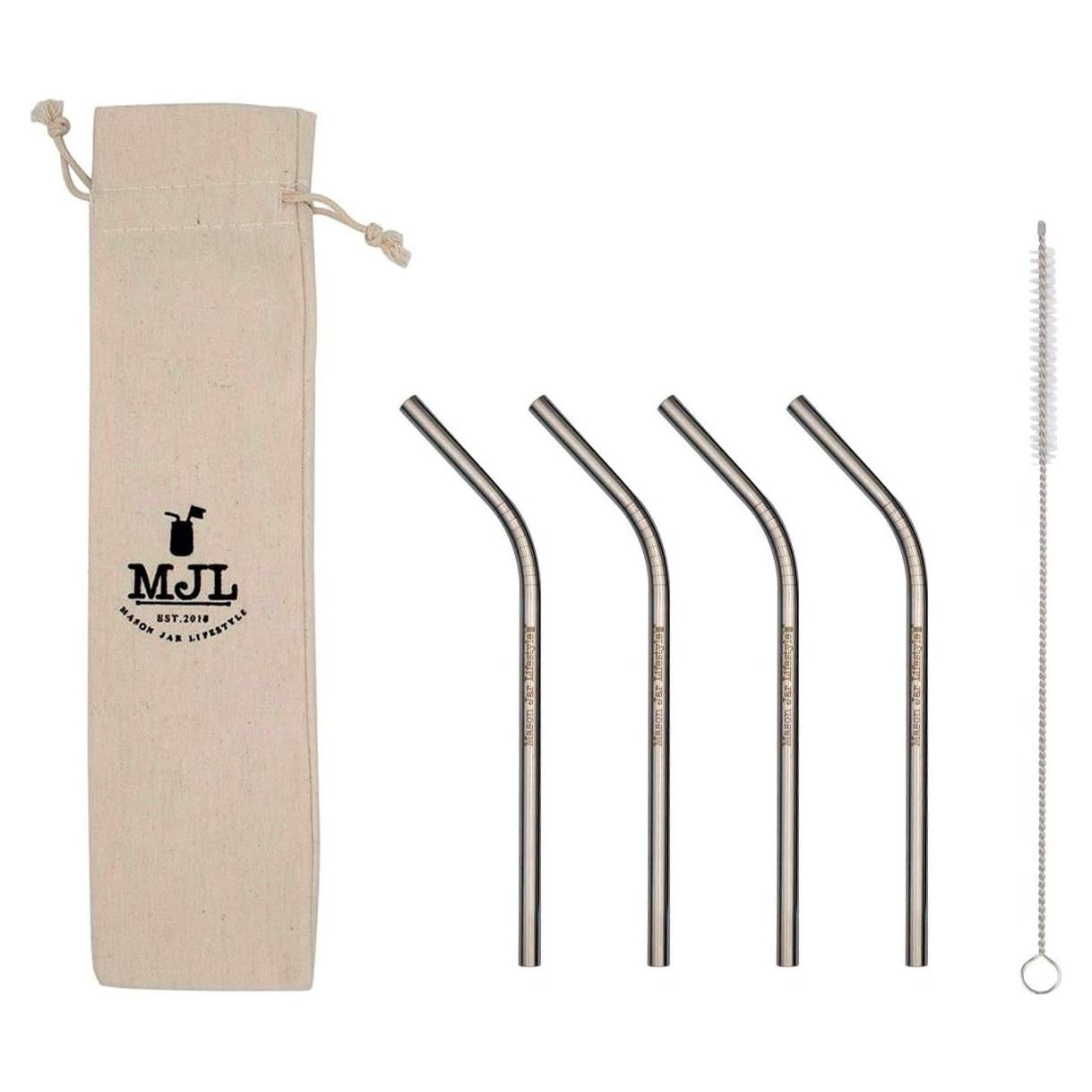 Popotes de Acero Inoxidable Cortos Mason Jar 15.24 cm - 4 Unidades