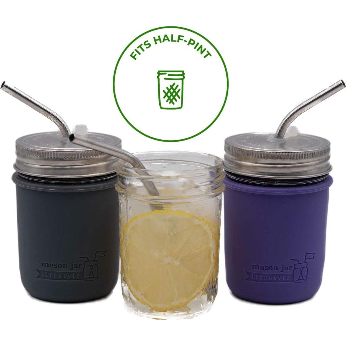 Popotes de Acero Inoxidable Cortos Mason Jar 15.24 cm - 4 Unidades