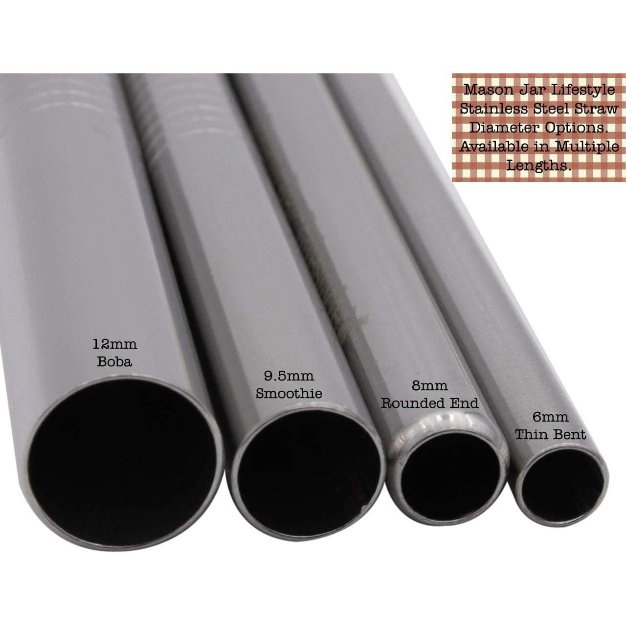 Popotes de Acero Inoxidable Cortos Mason Jar 15.24 cm - 4 Unidades