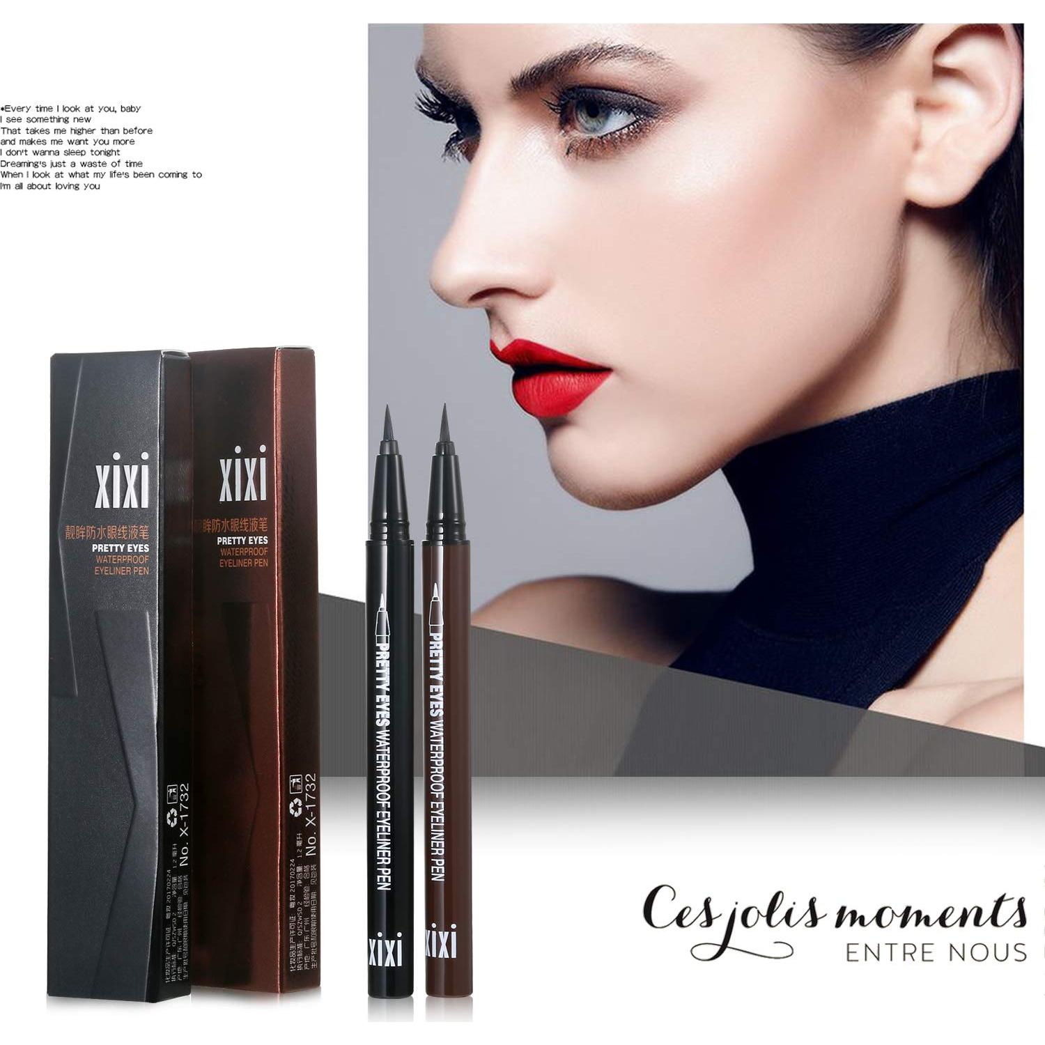 Delineador Líquido Impermeable Vtrem 2 Piezas Negro/Marrón