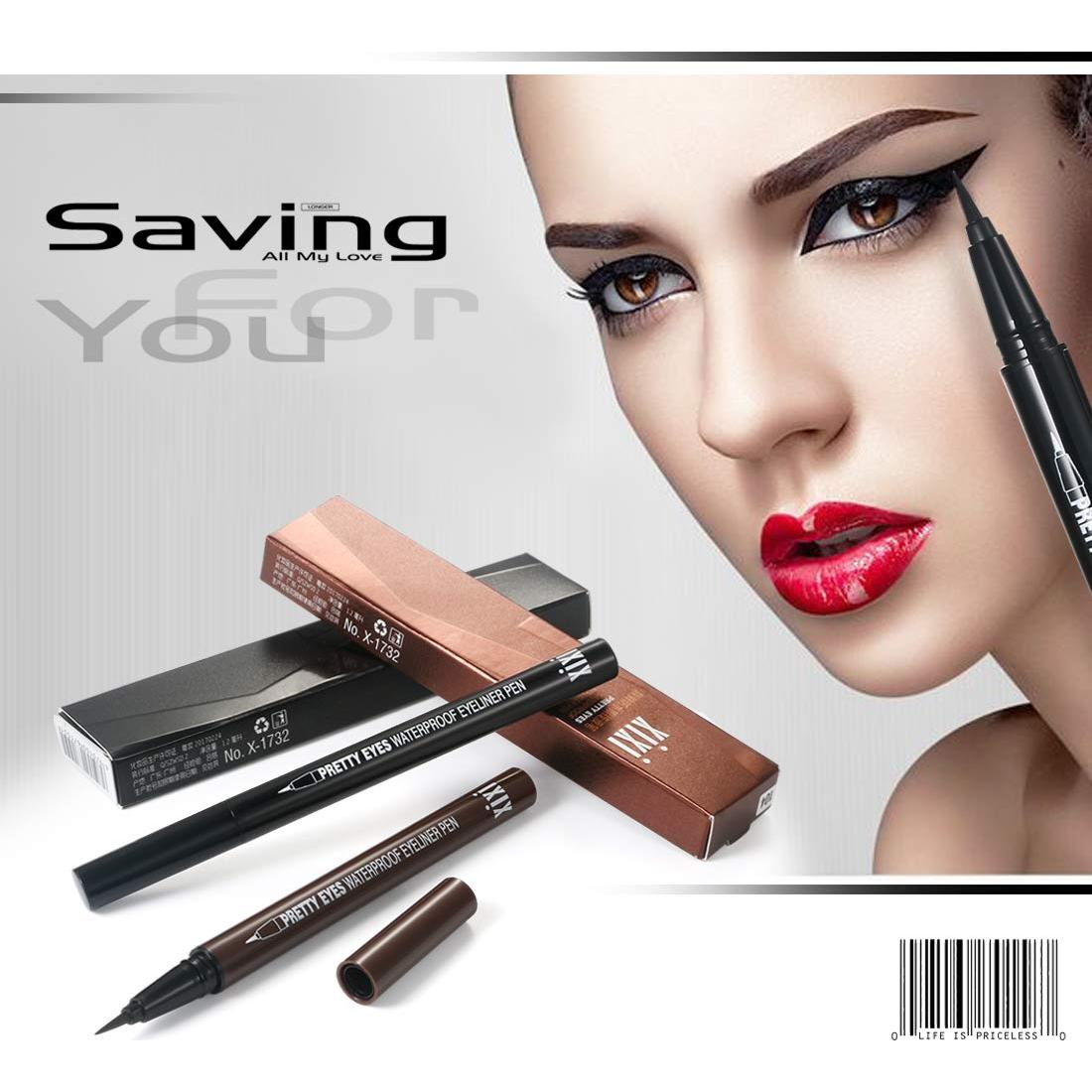 Delineador Líquido Impermeable Vtrem 2 Piezas Negro/Marrón