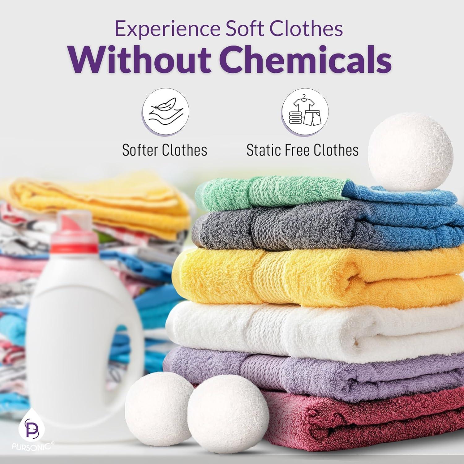 Pelotas de Secado de Lana Pursonic - 4 Unidades 6.99 cm Aroma Lavanda y Menta