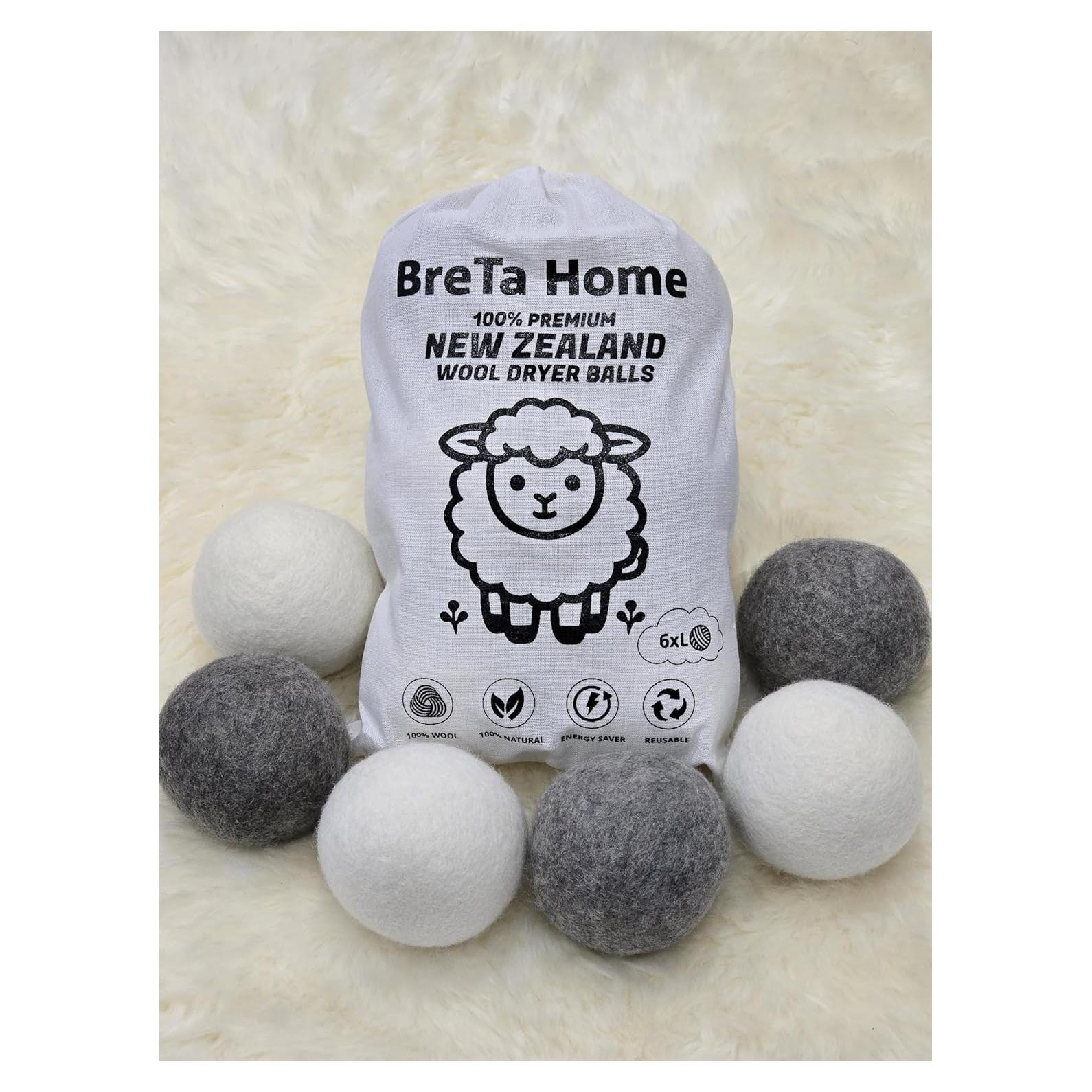 Bolas de Secadora de Lana XL Breta Home 6-Pack 100% Orgánica
