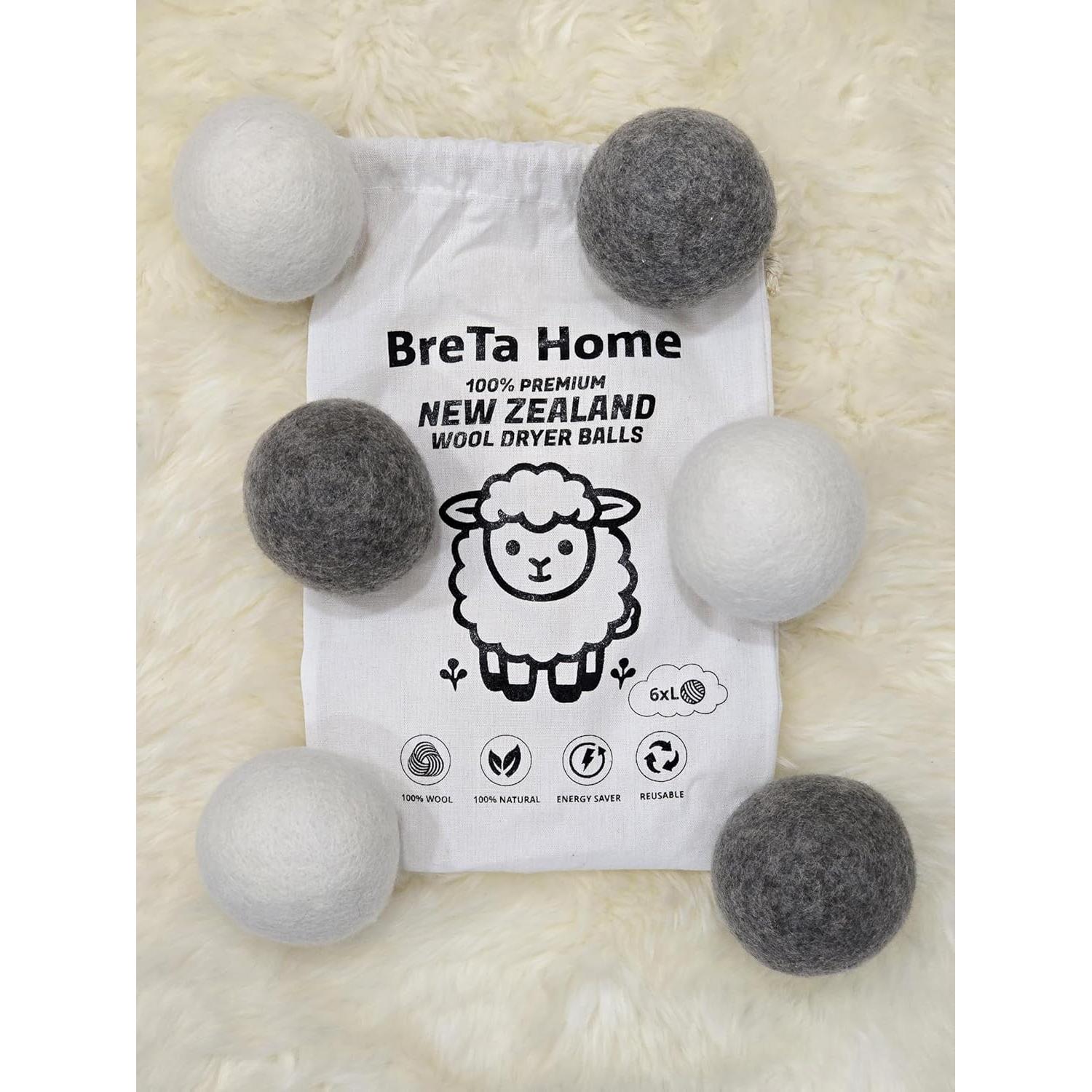Bolas de Secadora de Lana XL Breta Home 6-Pack 100% Orgánica