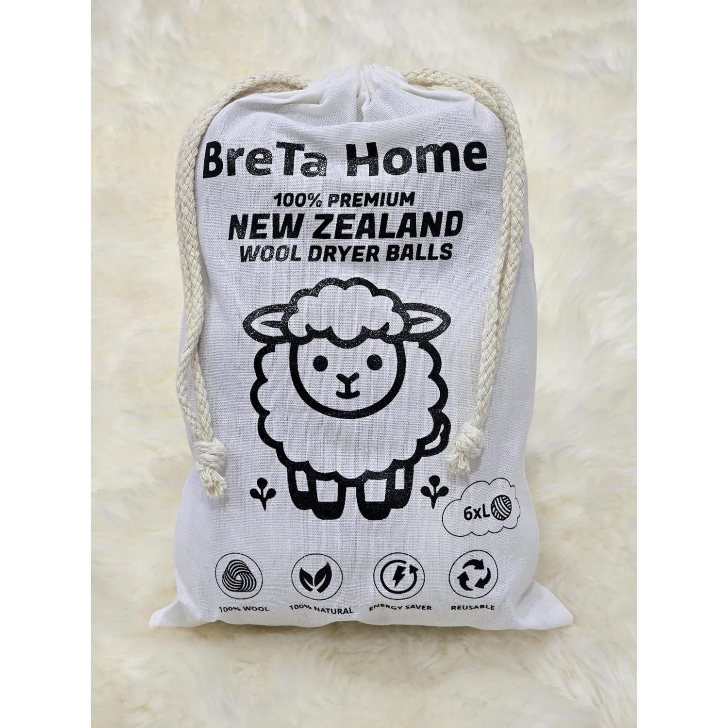 Bolas de Secadora de Lana XL Breta Home 6-Pack 100% Orgánica