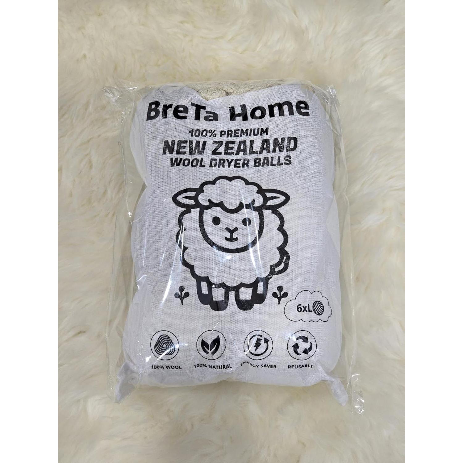 Bolas de Secadora de Lana XL Breta Home 6-Pack 100% Orgánica