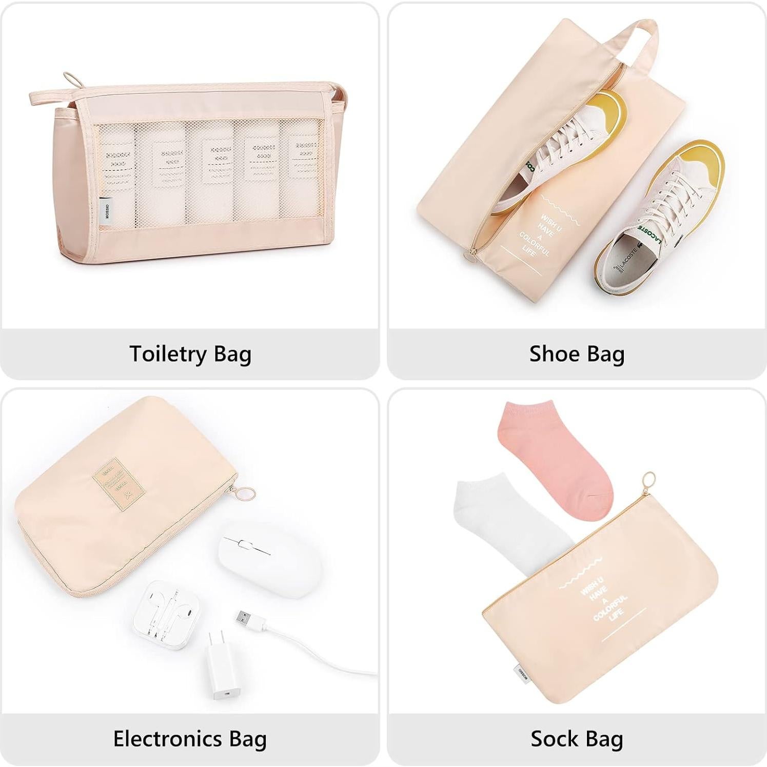 Mossio 9 Set Cubos de Embalaje y Bolsas de Viaje - Beige