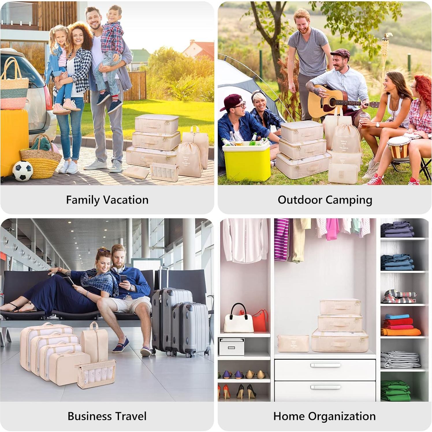 Mossio 9 Set Cubos de Embalaje y Bolsas de Viaje - Beige