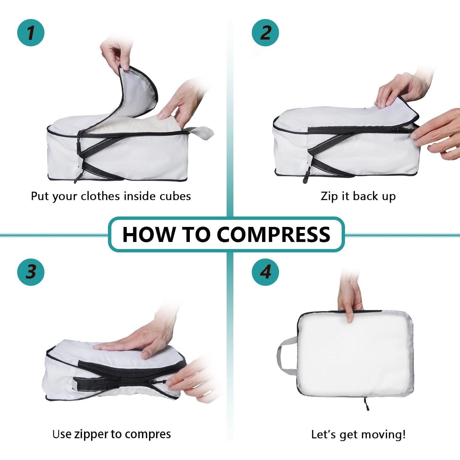Cubos de Compresión para Viaje XBLGX - 5 Piezas, Organizador