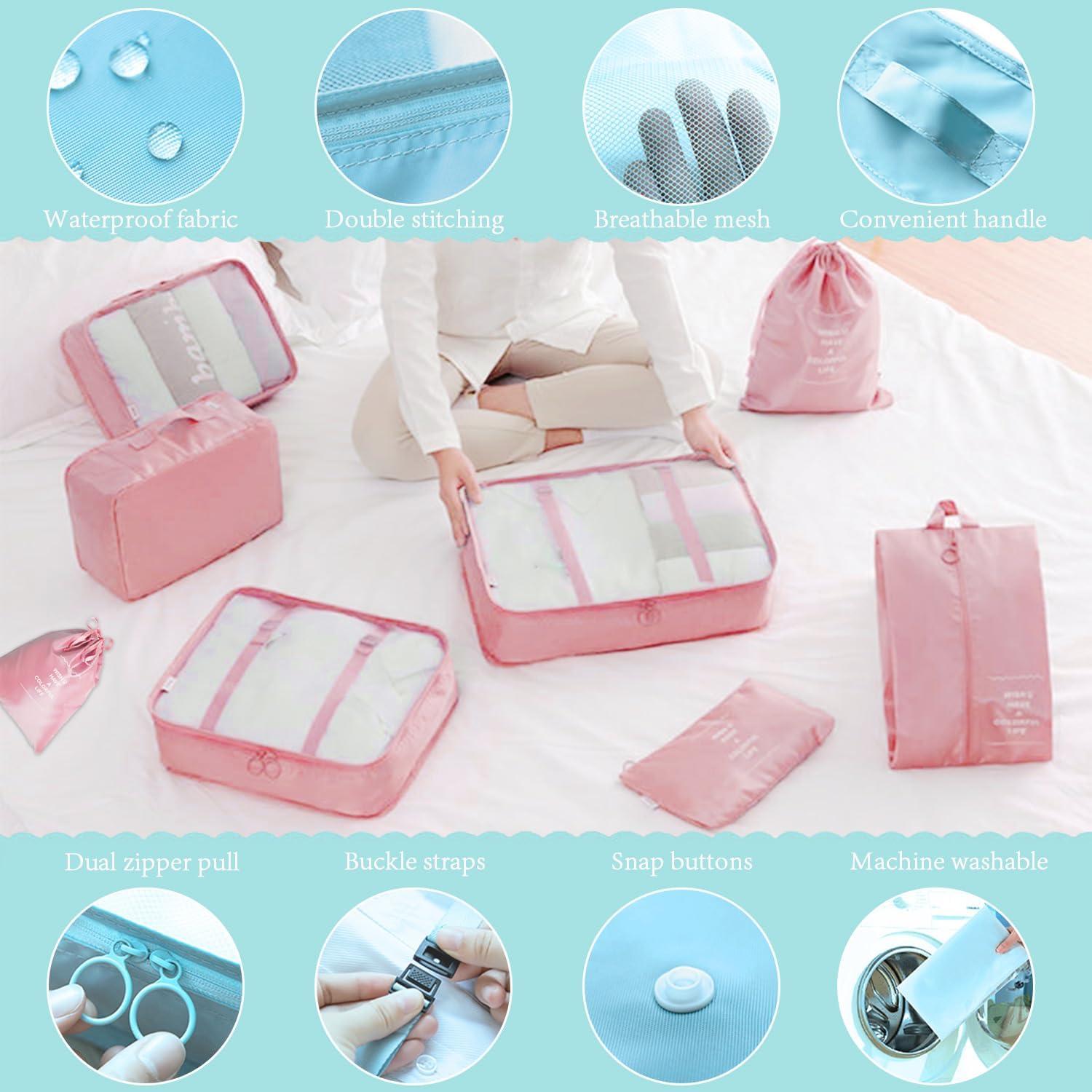 Juego de 8 Cubos Organizadores LOVCY Rosa para Viajes