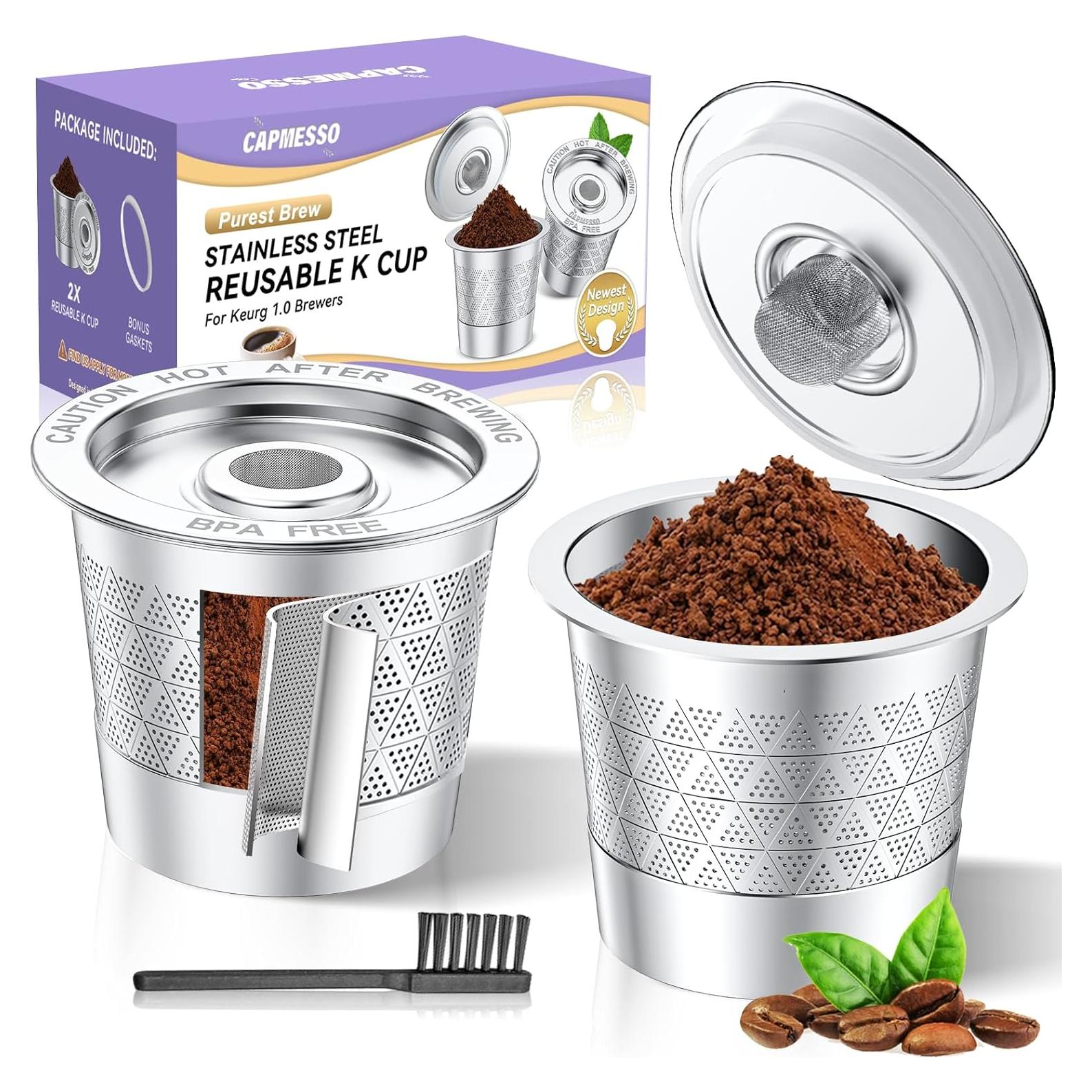 Tazas K reutilizables CAPMESSO de acero inoxidable - 2 unidades