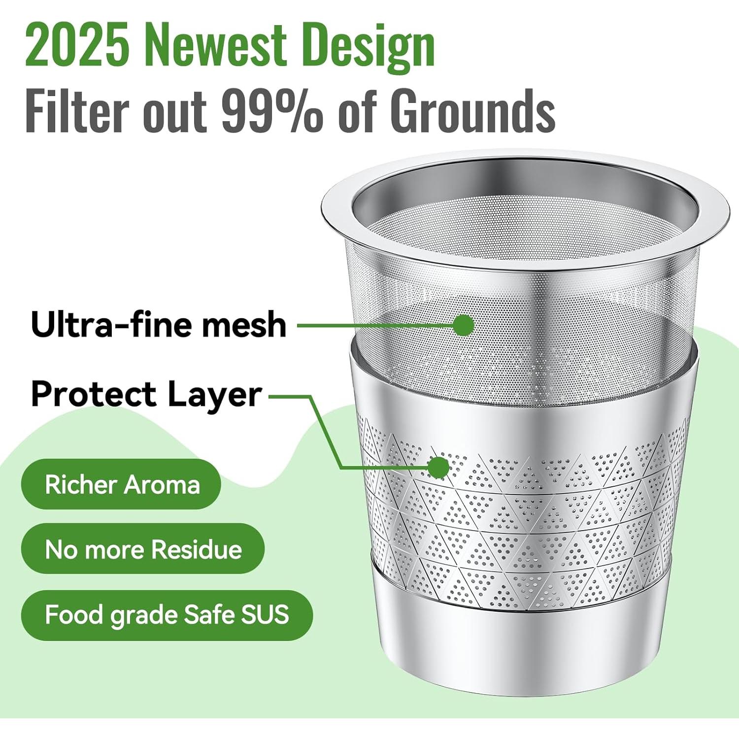 Tazas K reutilizables CAPMESSO de acero inoxidable - 2 unidades