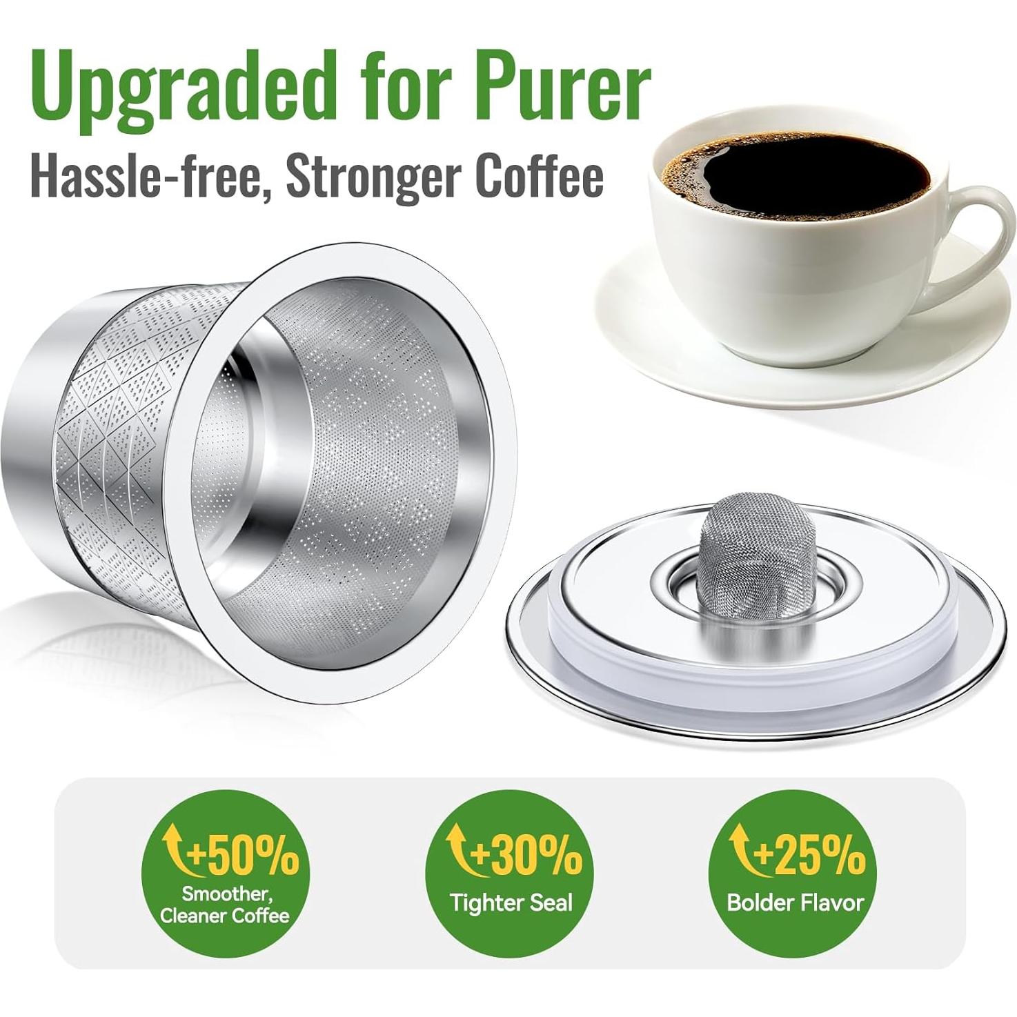 Tazas K reutilizables CAPMESSO de acero inoxidable - 2 unidades