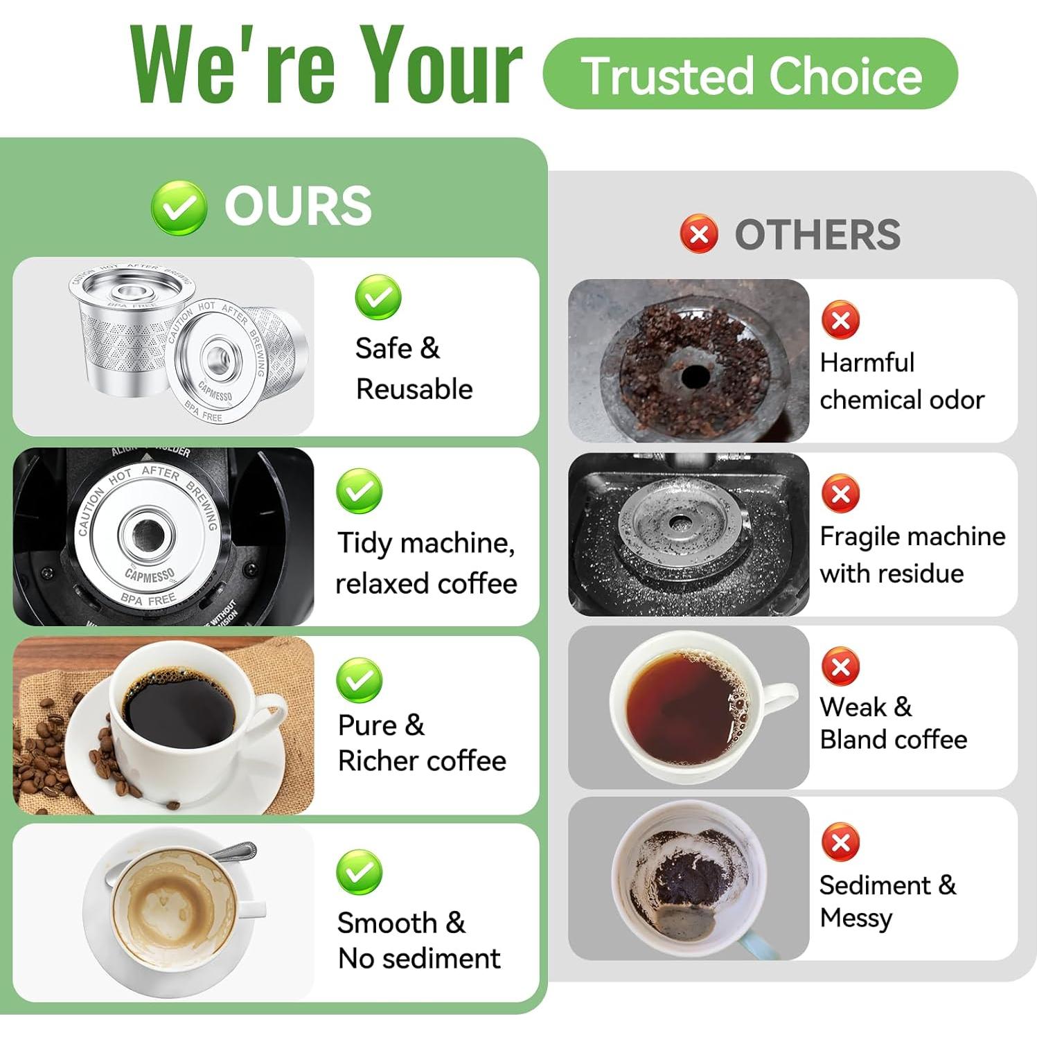 Tazas K reutilizables CAPMESSO de acero inoxidable - 2 unidades