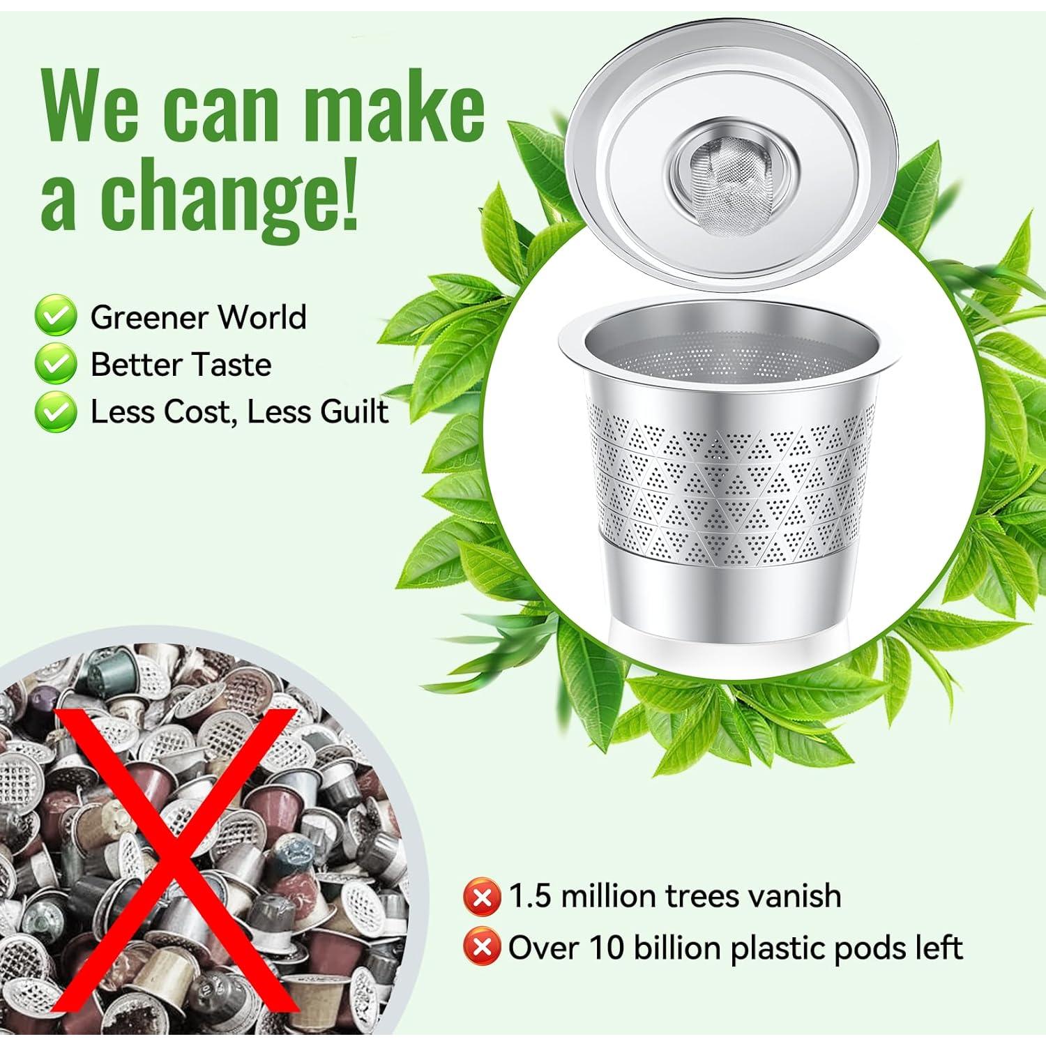 Tazas K reutilizables CAPMESSO de acero inoxidable - 2 unidades