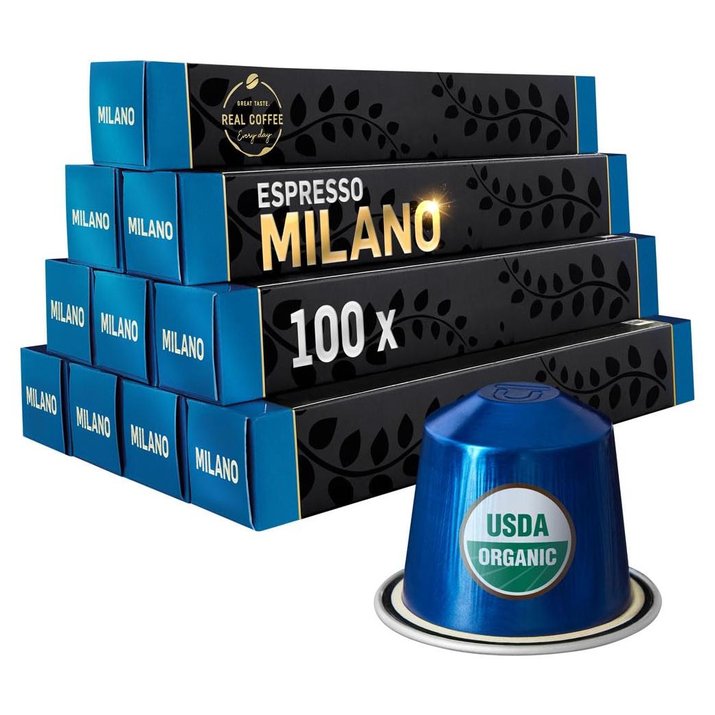 Cápsulas de Espresso Orgánico Milano para Nespresso - 100 Unidades