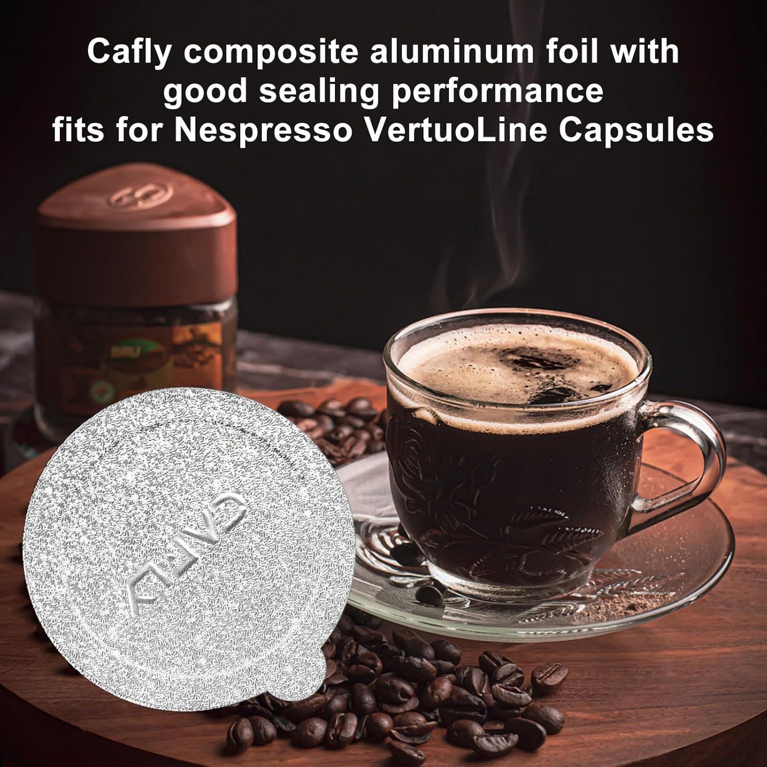 Sellos de Aluminio Reutilizables Cafly 62mm 120 Pcs para Nespresso