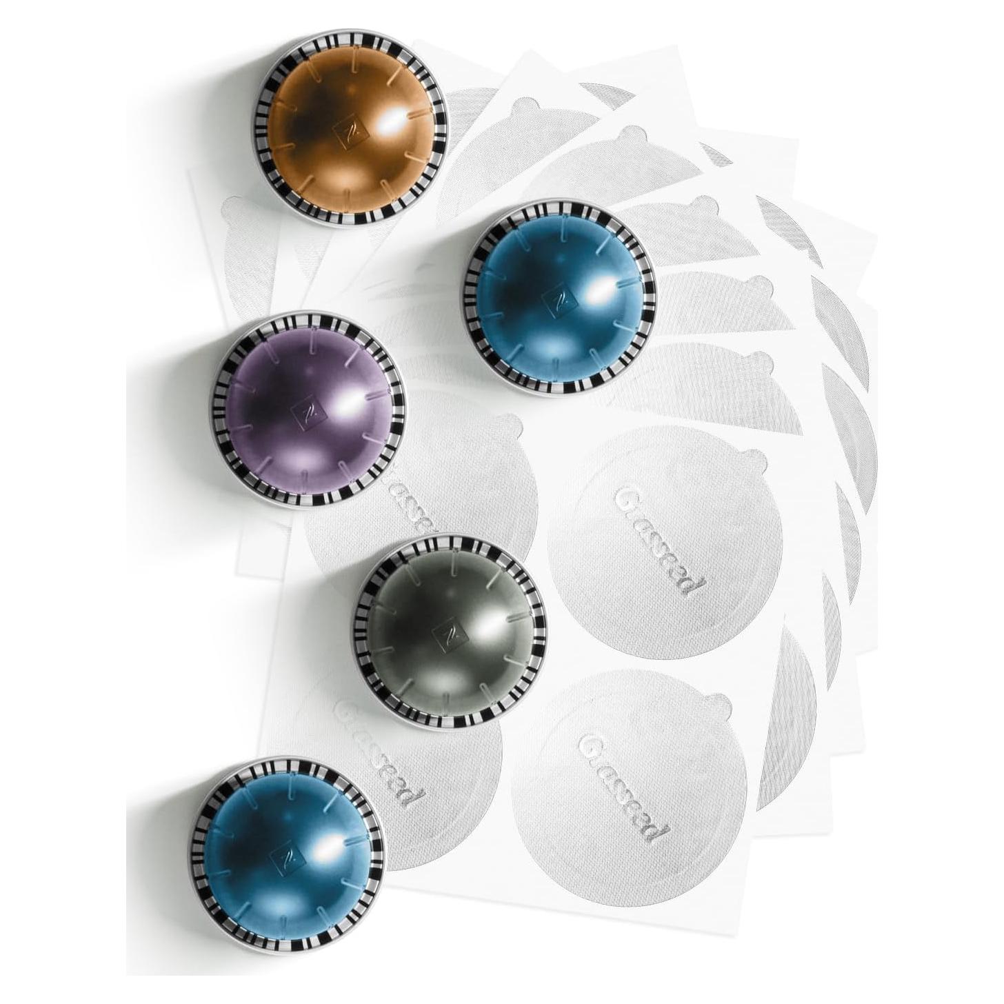 Tapas de Aluminio Grasseed para Cápsulas Vertuo - 200 Pcs