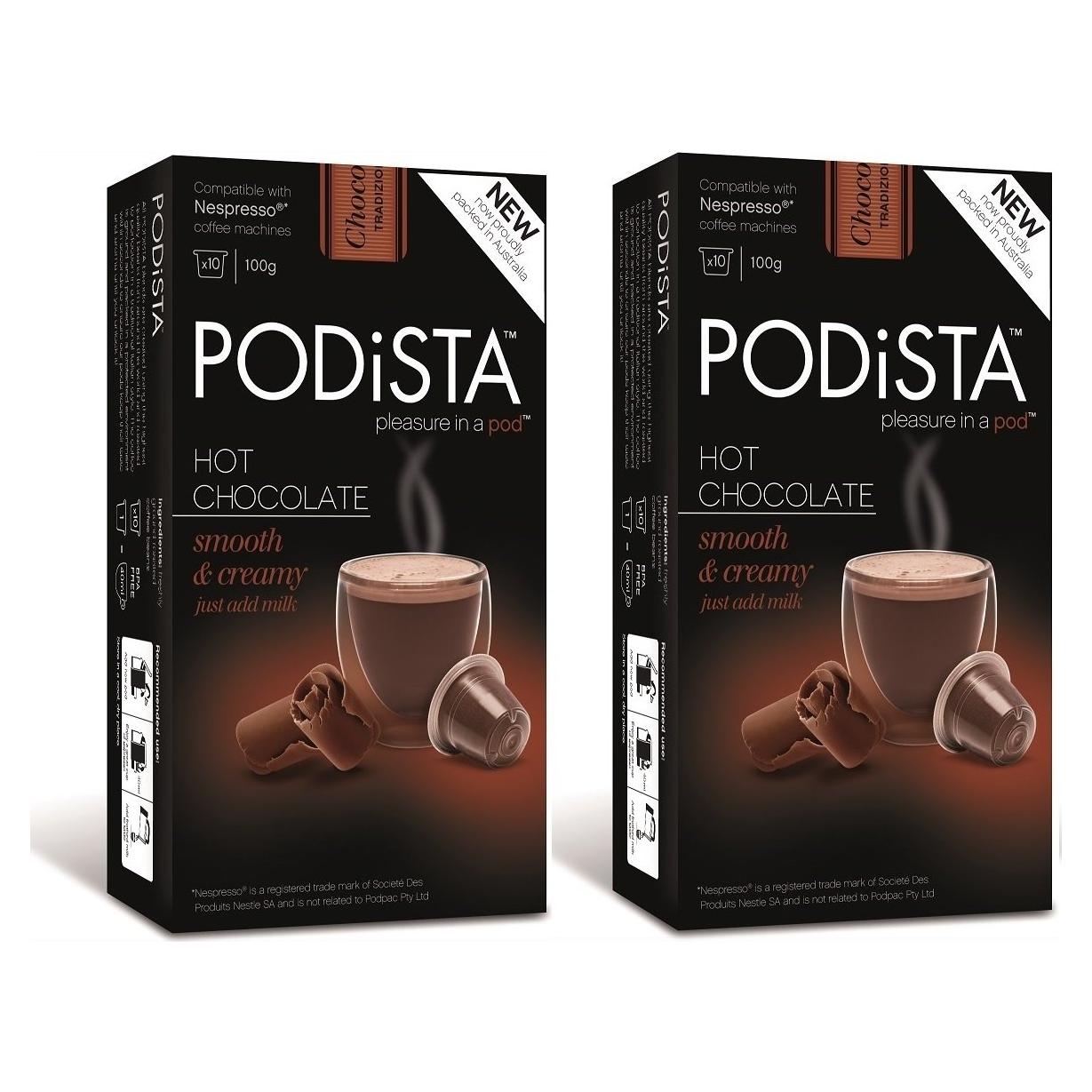 Cápsulas de Chocolate Caliente Podista Suave y Cremoso - 20 Unidades