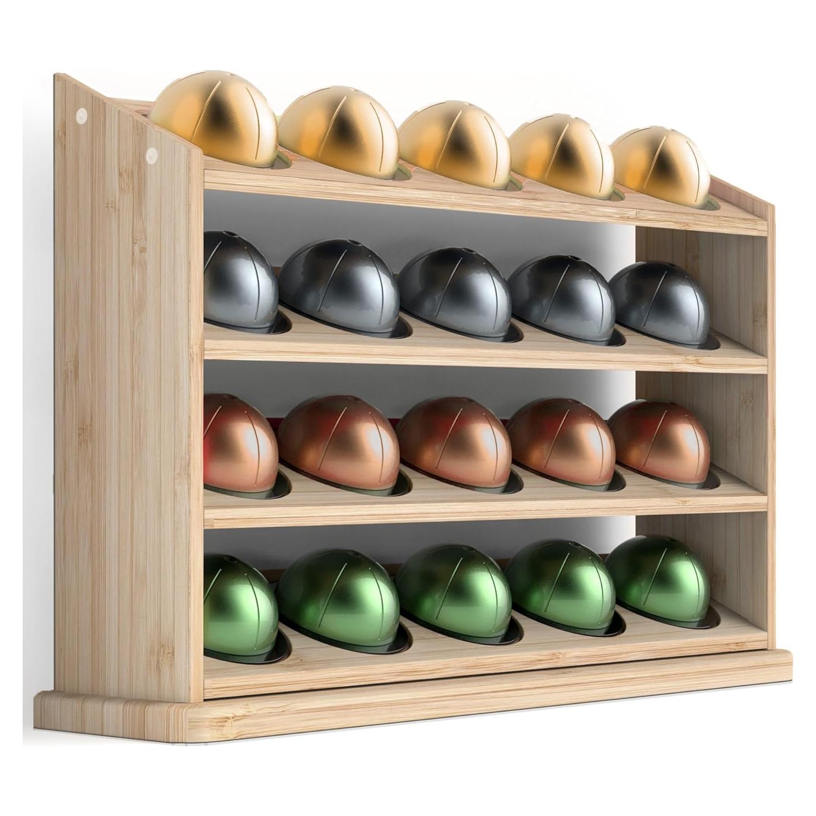 Soporte para 20 Cápsulas Nespresso Vertuo GALVANOX de Bambú