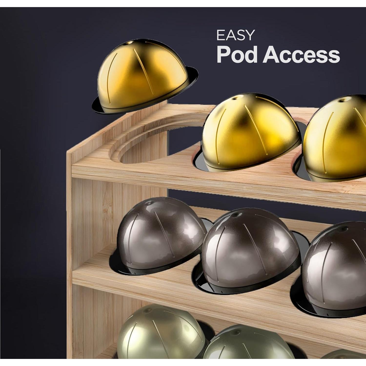 Soporte para 20 Cápsulas Nespresso Vertuo GALVANOX de Bambú