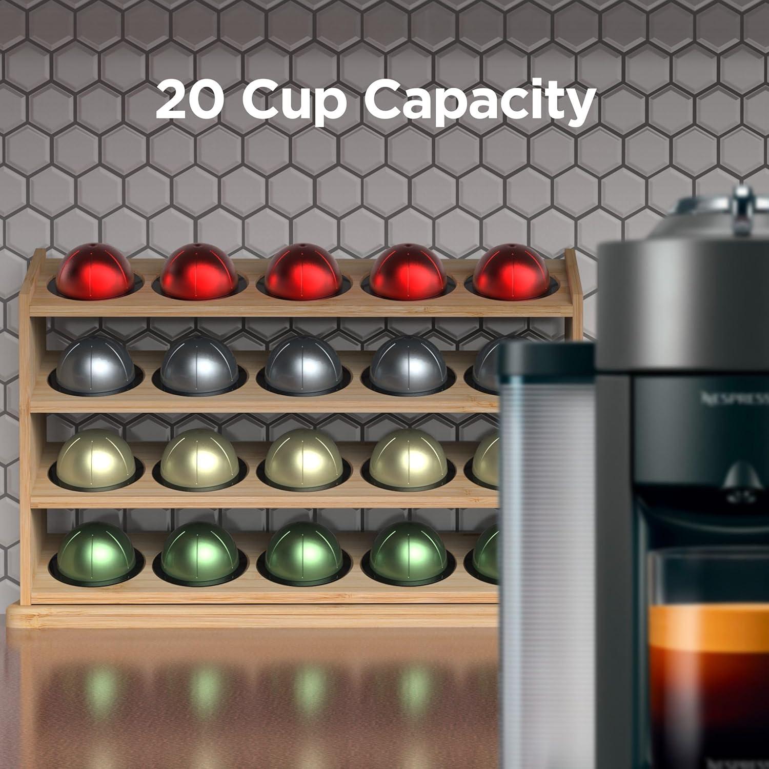 Soporte para 20 Cápsulas Nespresso Vertuo GALVANOX de Bambú