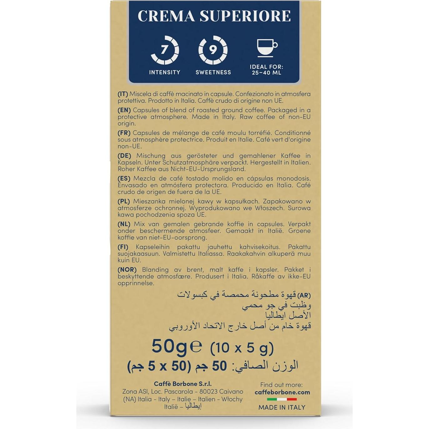 Cápsulas de Café Borbone Crema Superiore - 100 Unidades