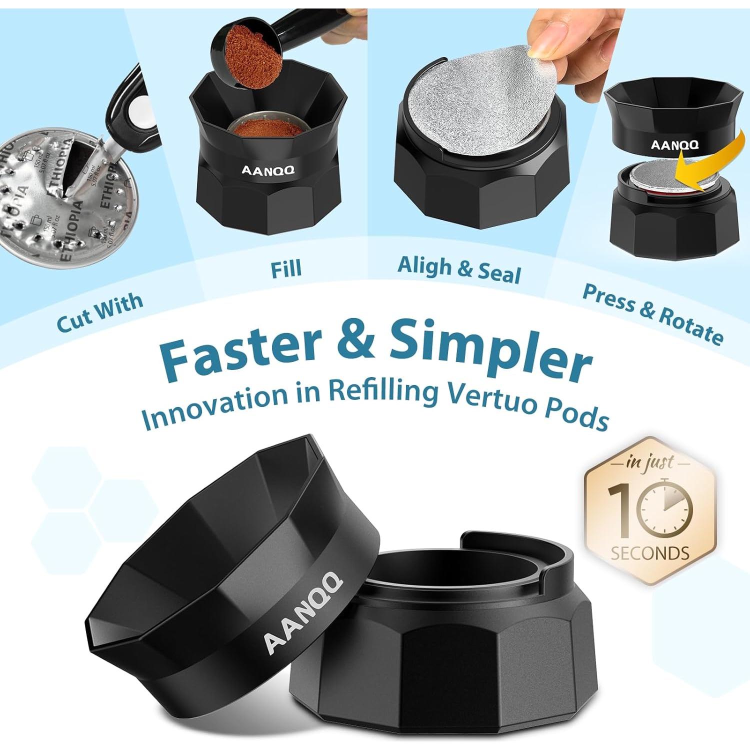 Kit de Cápsulas Reutilizables AANQQ para Nespresso Vertuo