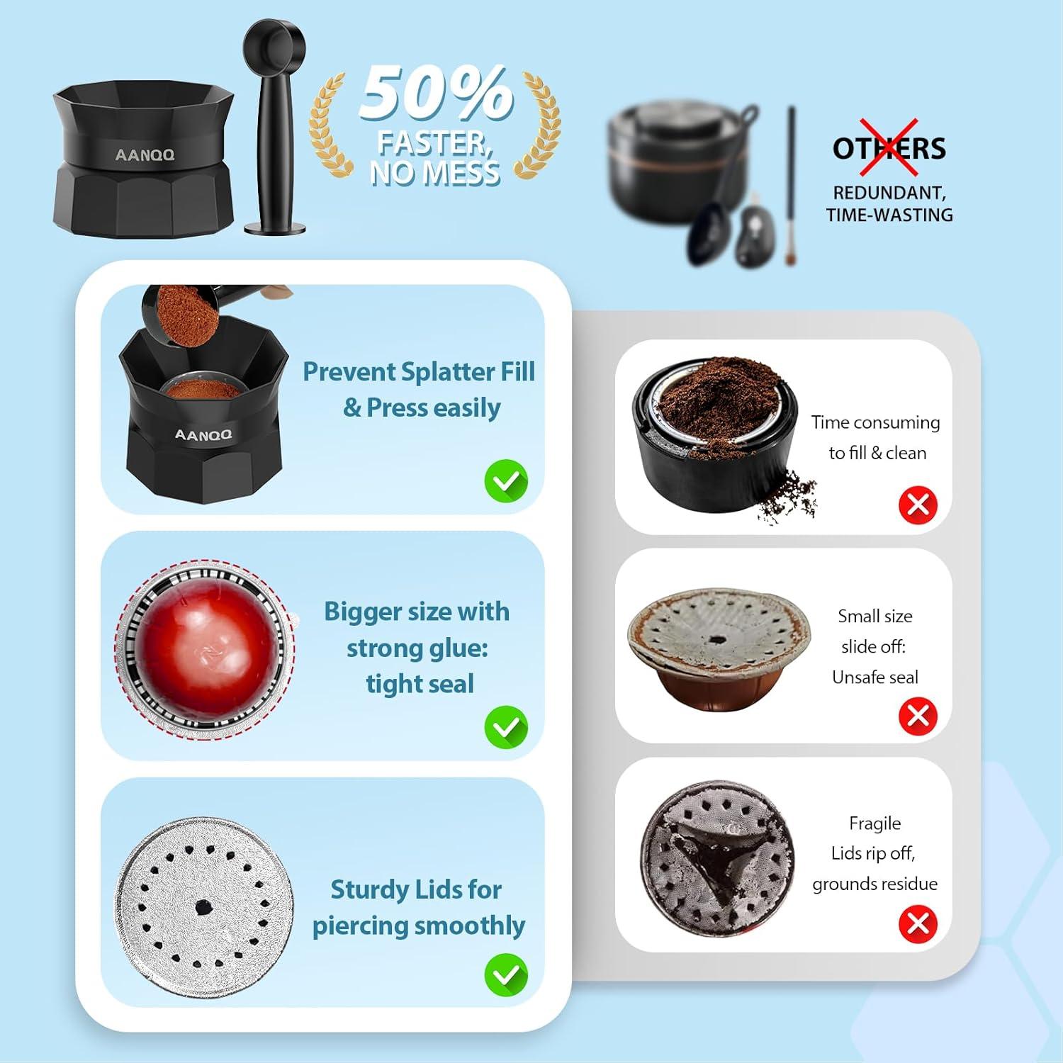 Kit de Cápsulas Reutilizables AANQQ para Nespresso Vertuo