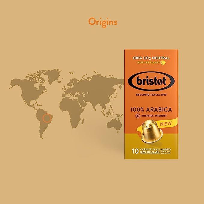 Cápsulas de Café Bristot 100% Arábica Tostado Medio 10 Unidades
