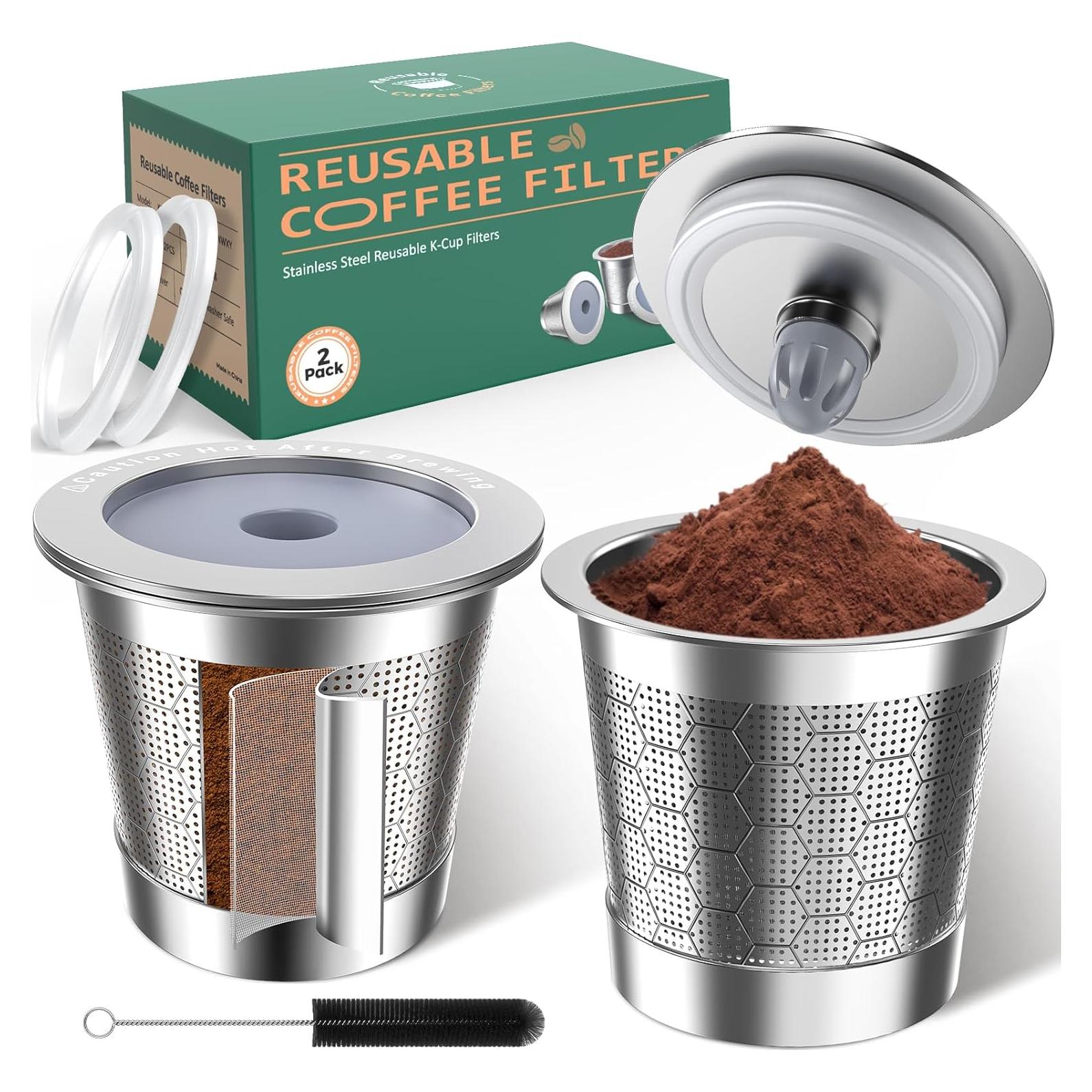 Tazas K reutilizables CTIANWXY para Keurig 1.0 - Acero inoxidable (2 unidades)