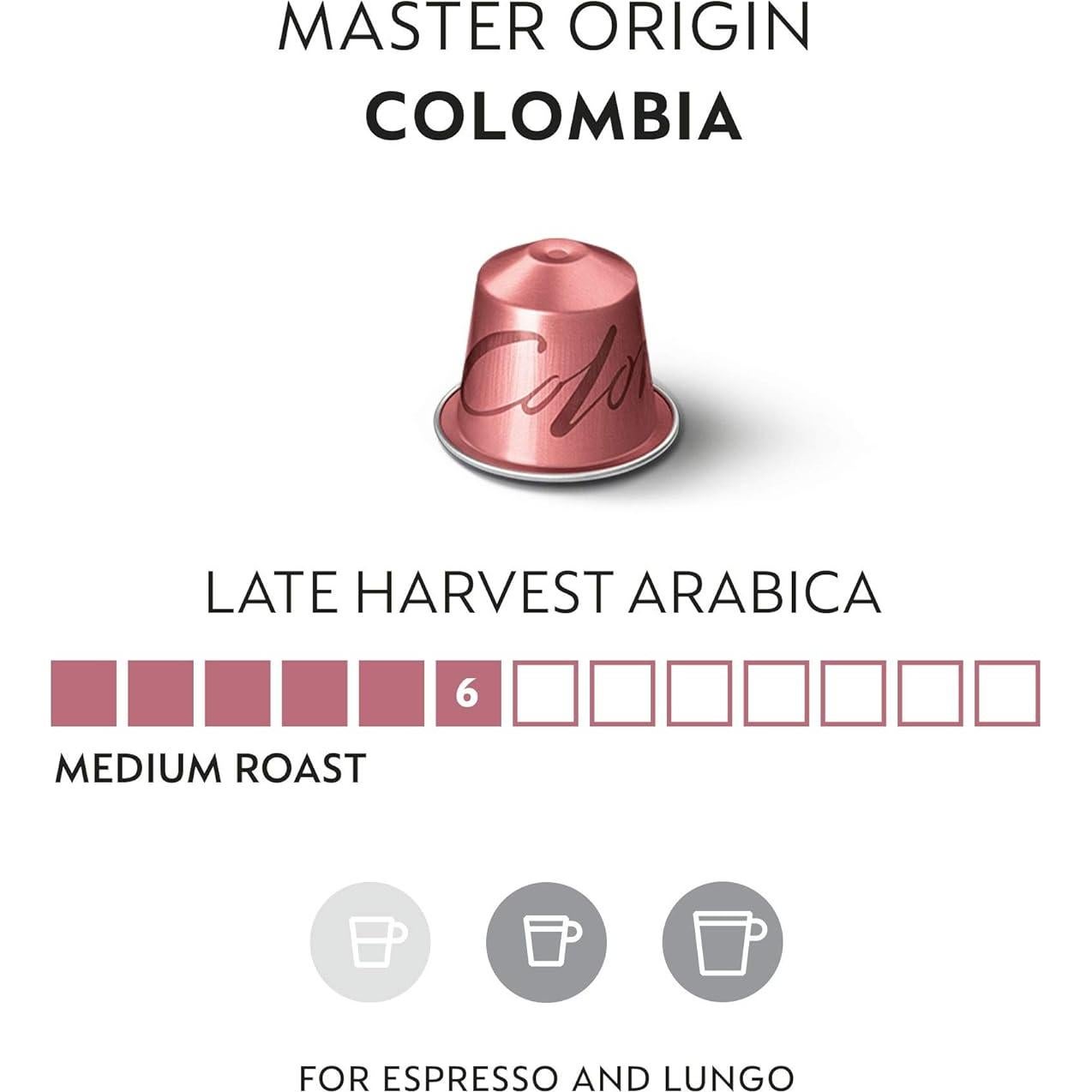 Cápsulas Nespresso Colombia Master Origin - 50 Cápsulas Café Tostado Medio