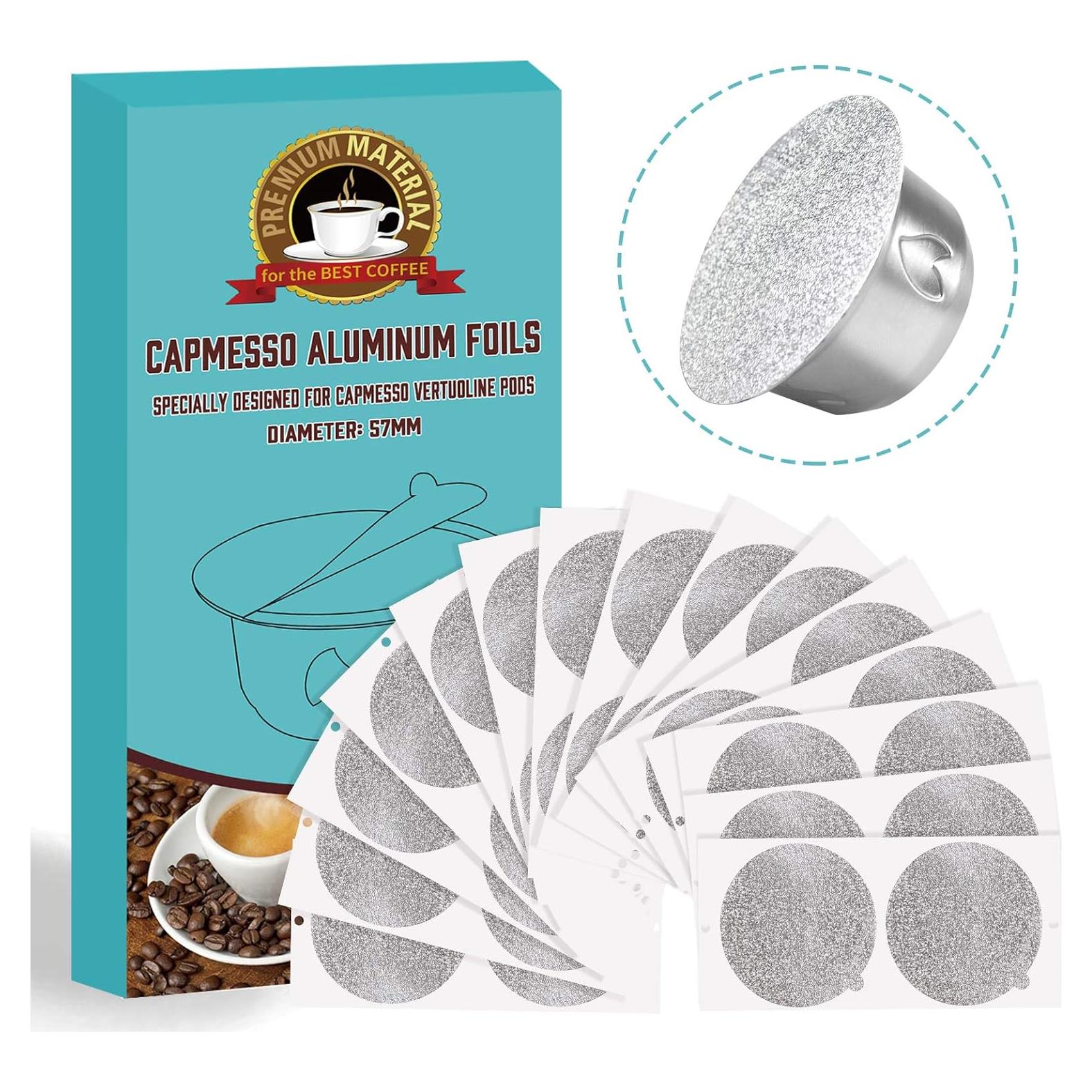 Tapas de Aluminio Reutilizables CAPMESSO para Cápsulas Vertuoline - 100pcs 57mm