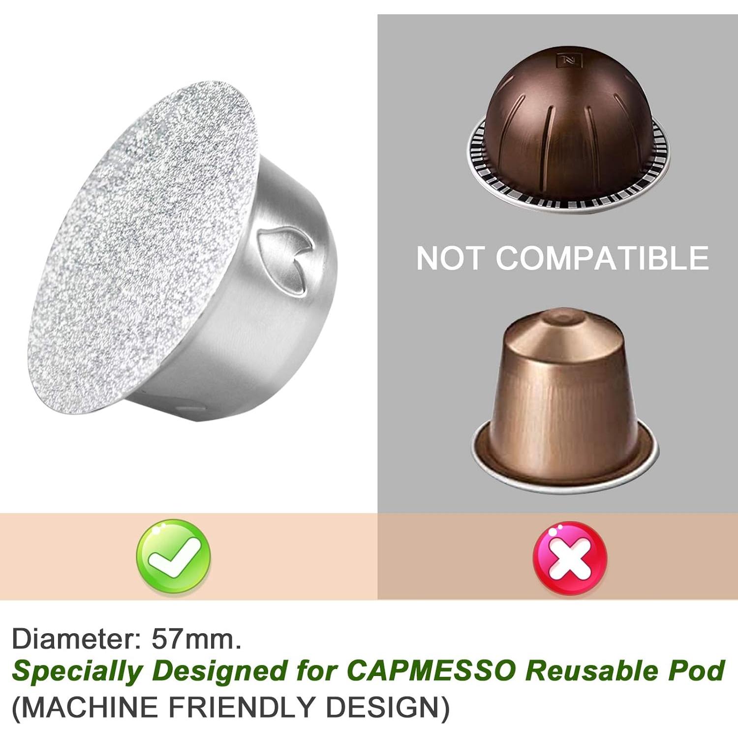 Tapas de Aluminio Reutilizables CAPMESSO para Cápsulas Vertuoline - 100pcs 57mm