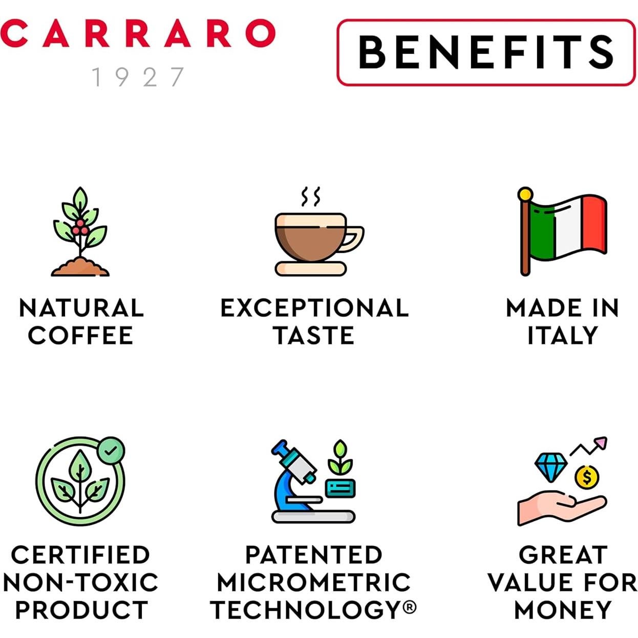 Cápsulas de Espresso CARRARO - 100 Unidades Compatibles Nespresso