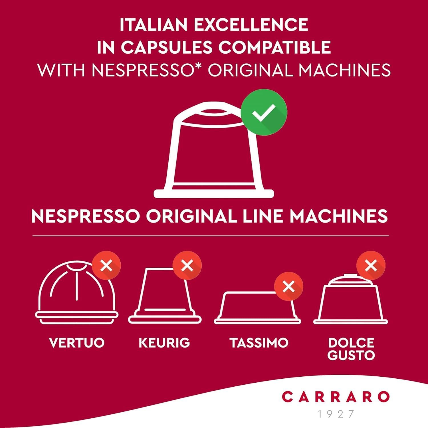 Cápsulas de Espresso CARRARO - 100 Unidades Compatibles Nespresso