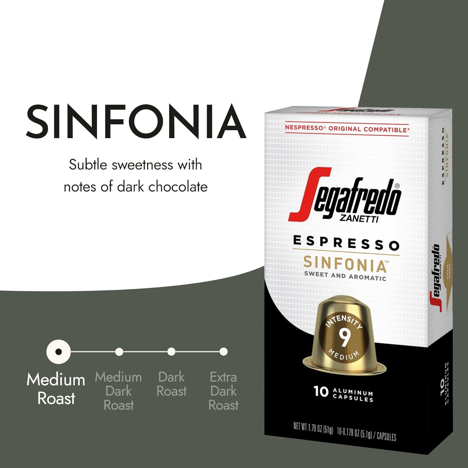 Cápsulas de Espresso Segafredo Zanetti Sinfonia - 10 Unidades