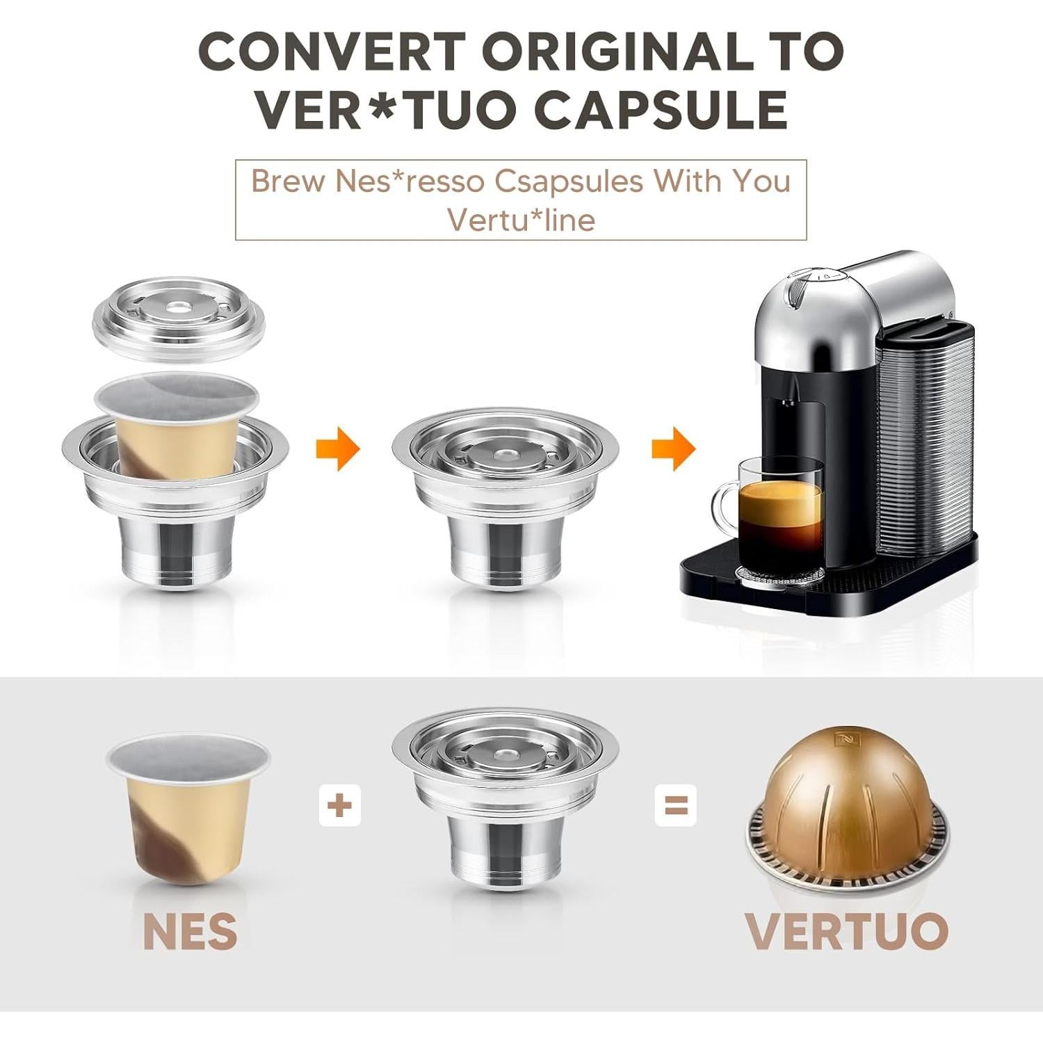 Adaptador de cápsulas de café reutilizables BRBHOM acero inoxidable