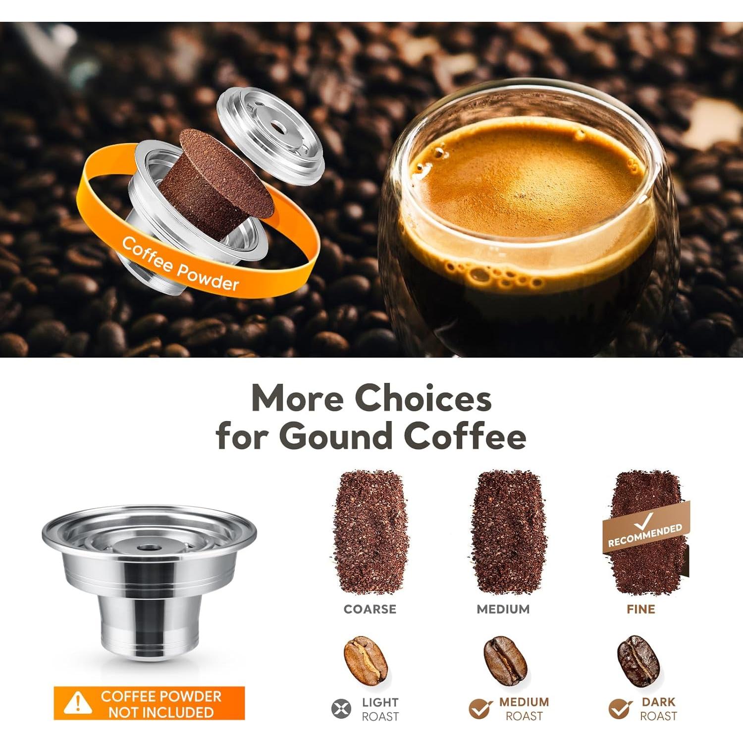 Adaptador de cápsulas de café reutilizables BRBHOM acero inoxidable