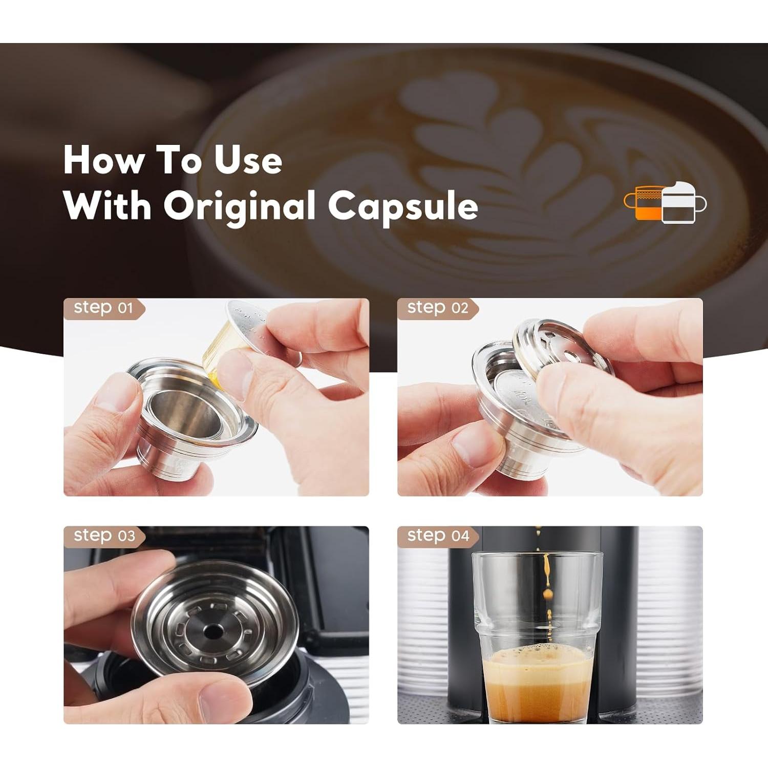 Adaptador de cápsulas de café reutilizables BRBHOM acero inoxidable