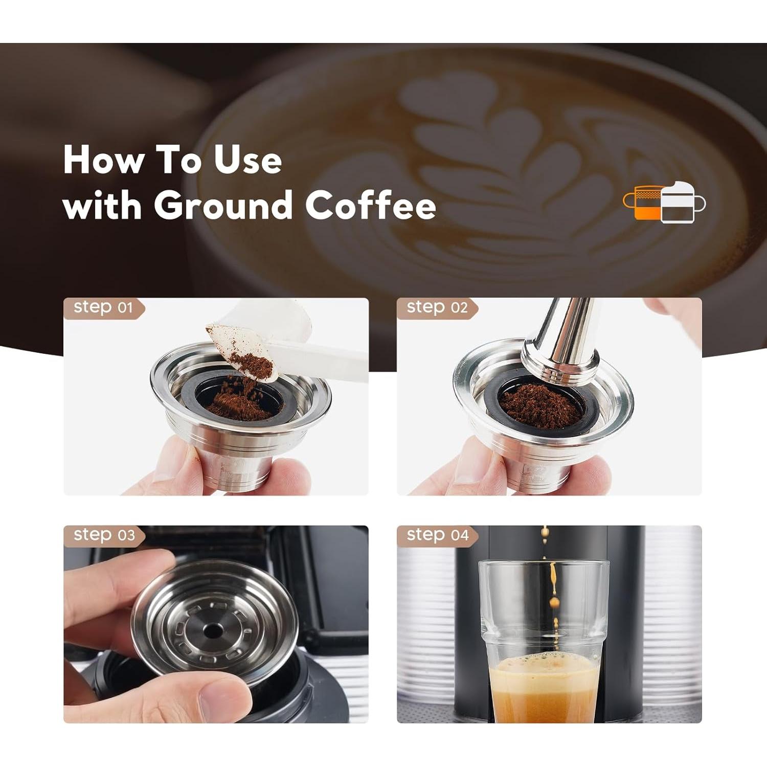 Adaptador de cápsulas de café reutilizables BRBHOM acero inoxidable