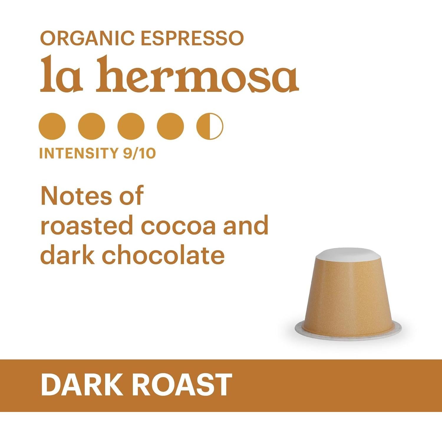 Cápsulas de Café Orgánico La Hermosa 20 Unidades Compatible Nespresso