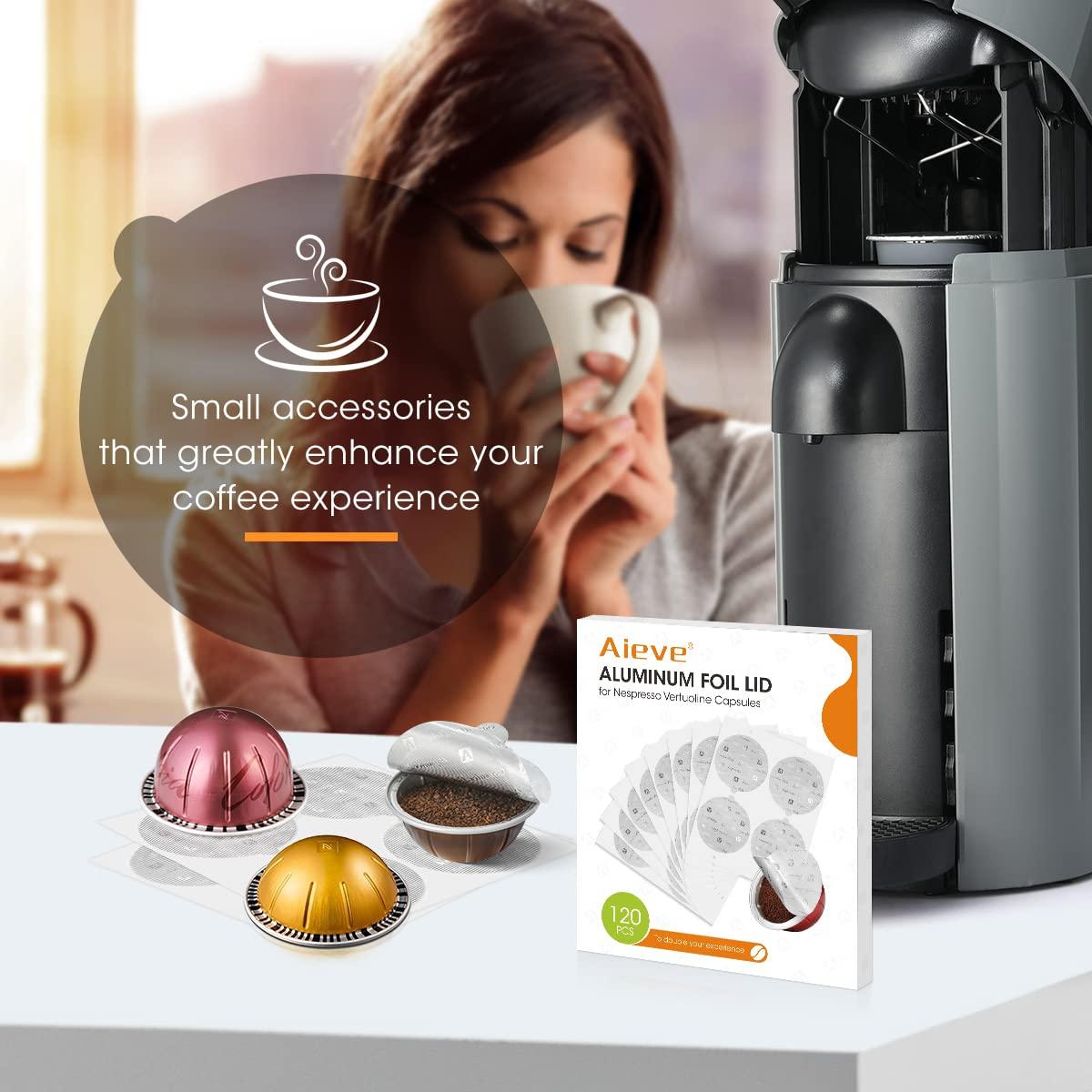 Sellos de Aluminio Aieve 120 Pcs para Cápsulas Nespresso Vertuo