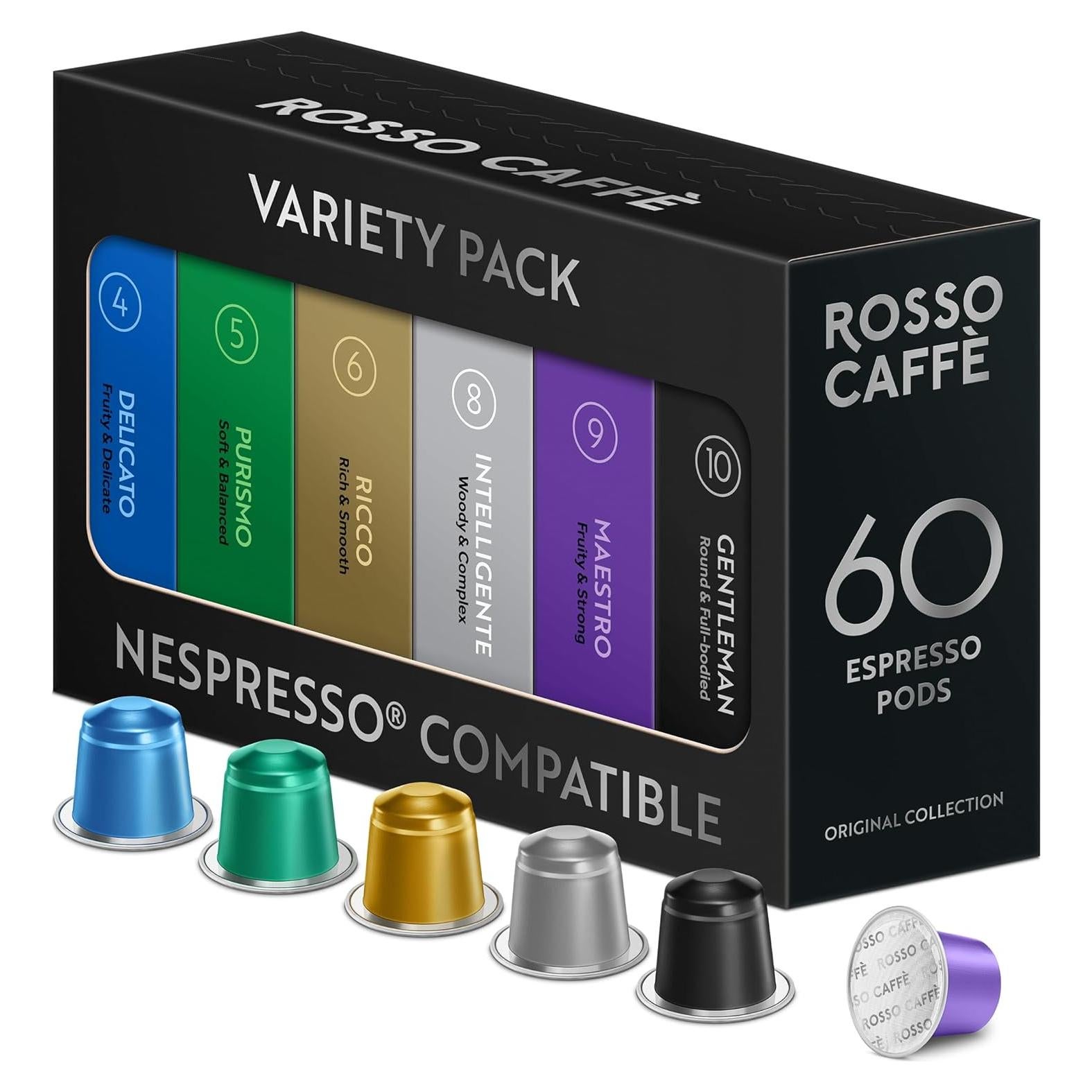 Cápsulas de Café Espresso Rosso Caffè - 60 Unidades Variedad