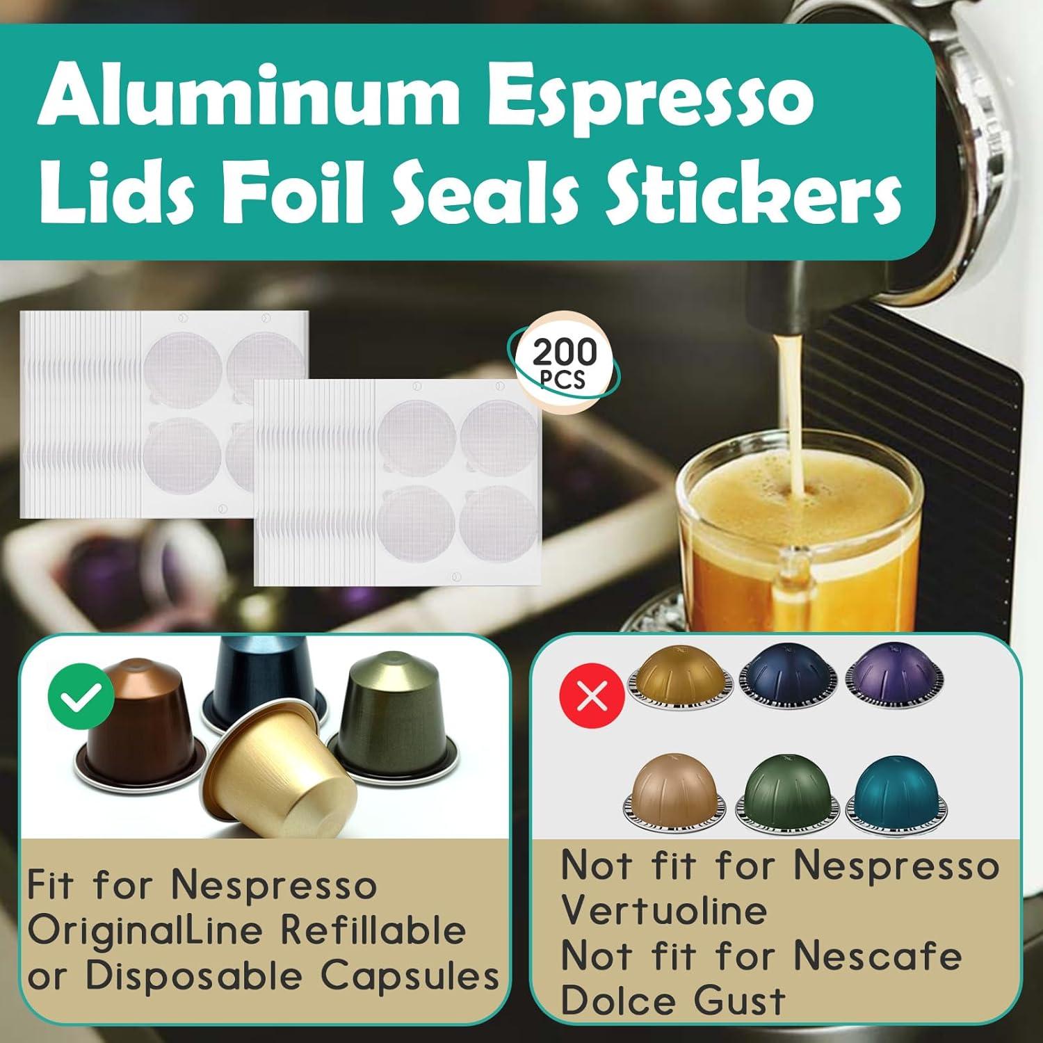 200 Sellos de Aluminio Gfdoso para Cápsulas de Café 37mm