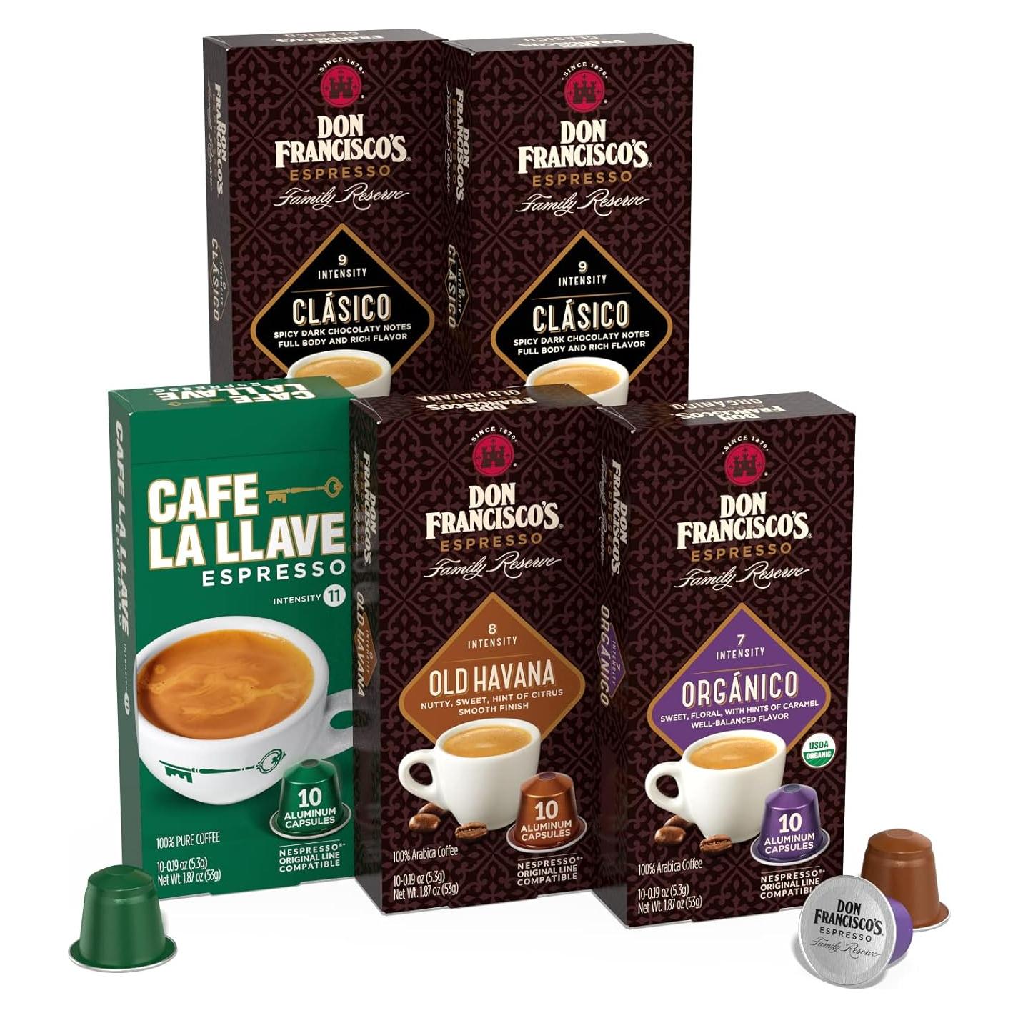 Cápsulas de Espresso Don Francisco's y La Llave - 50 Unidades