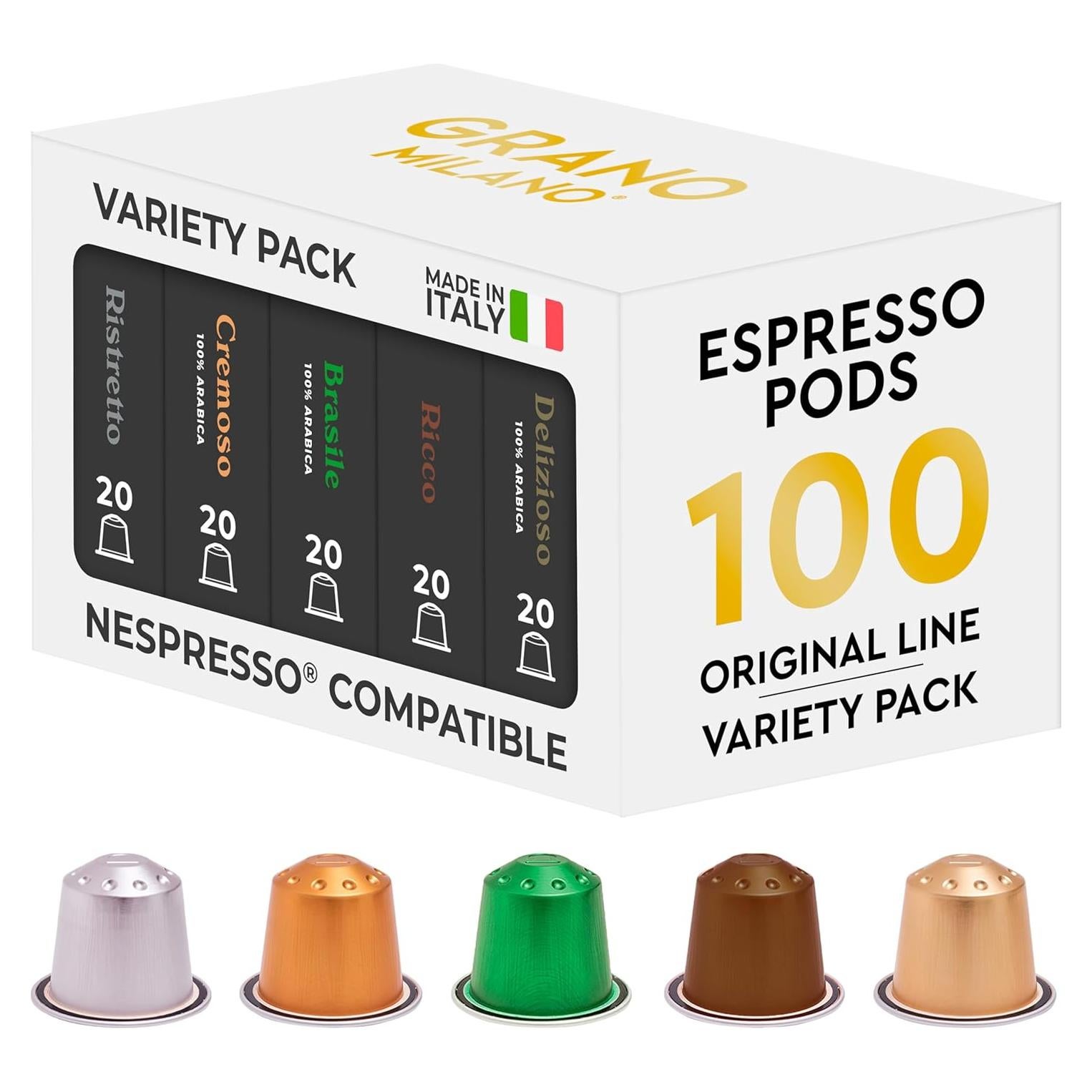 Café Grano Milano - 100 Cápsulas Aluminio Compatibles Nespresso