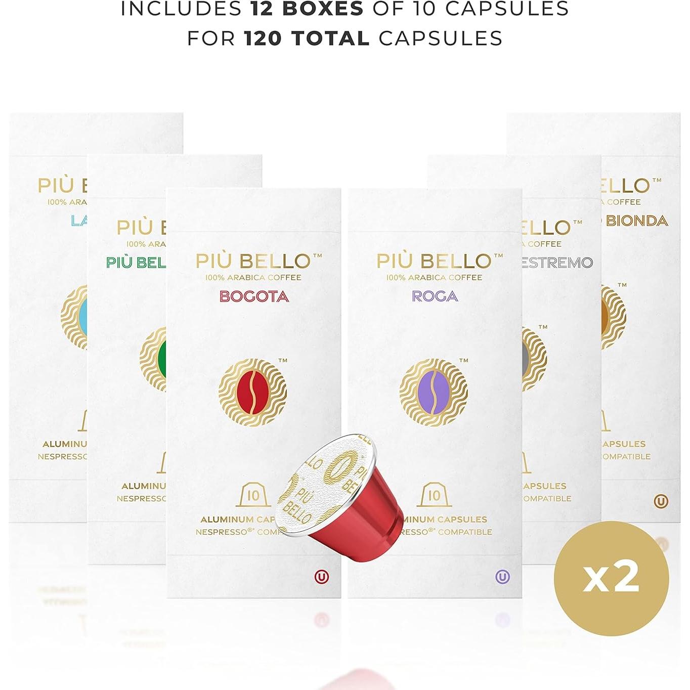 Cápsulas de Café Piu Bello para Nespresso - 120 Unidades, 6 Sabores