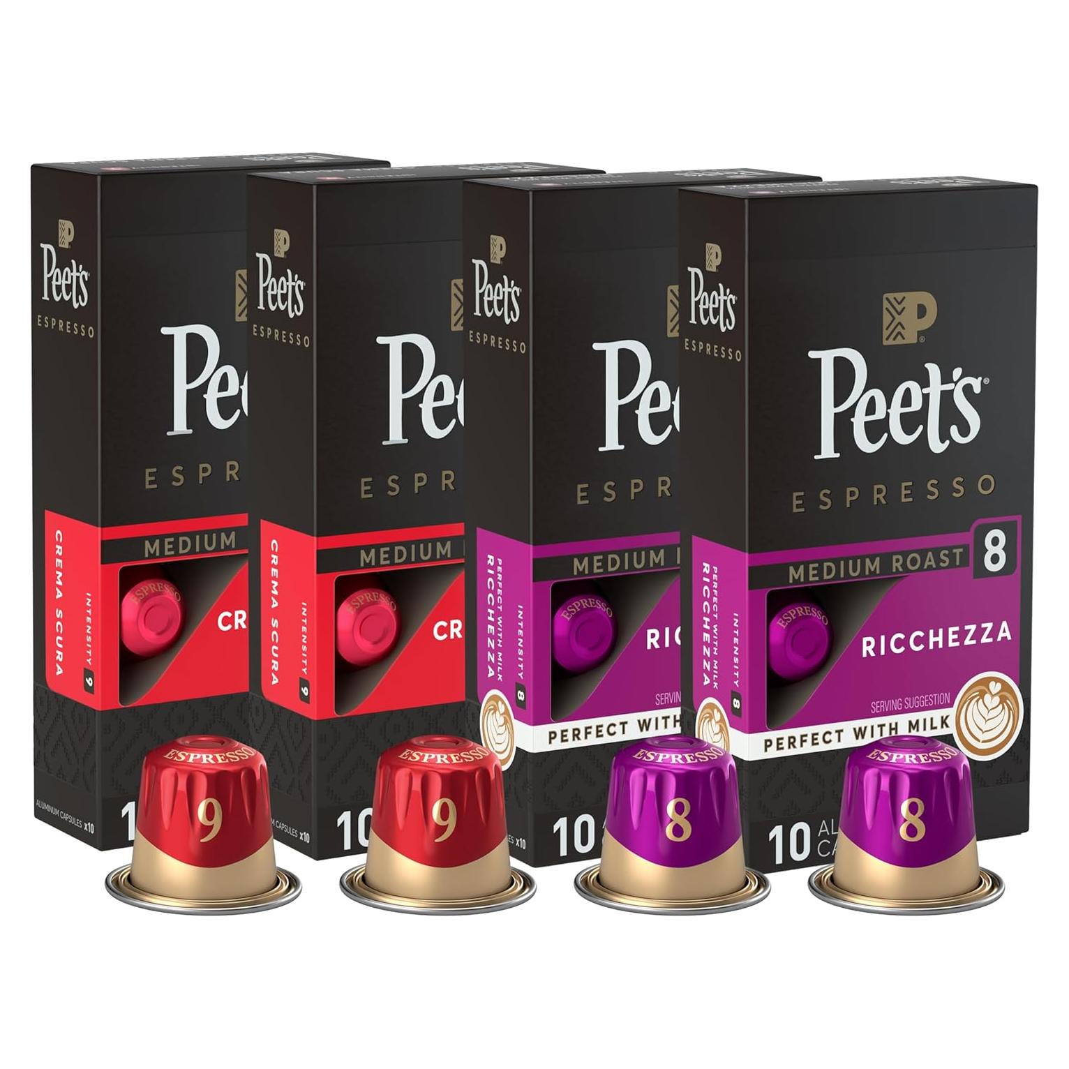 Cápsulas de Espresso Peet's - Variedad 40 Unidades, Compatible Nespresso
