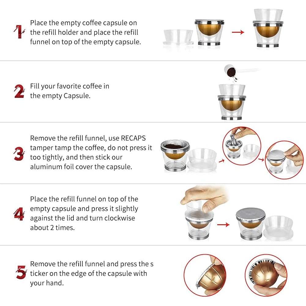 RECAPS Herramienta de Llenado para Cápsulas Nespresso Vertuo